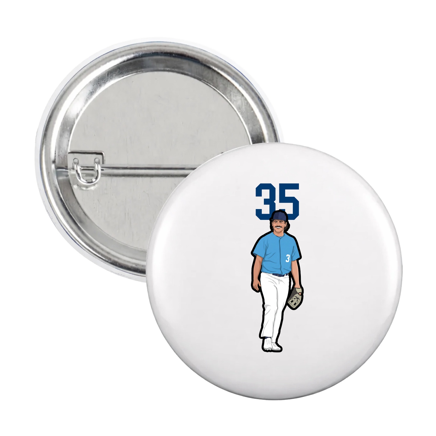 Game Day Button — Number Top in White