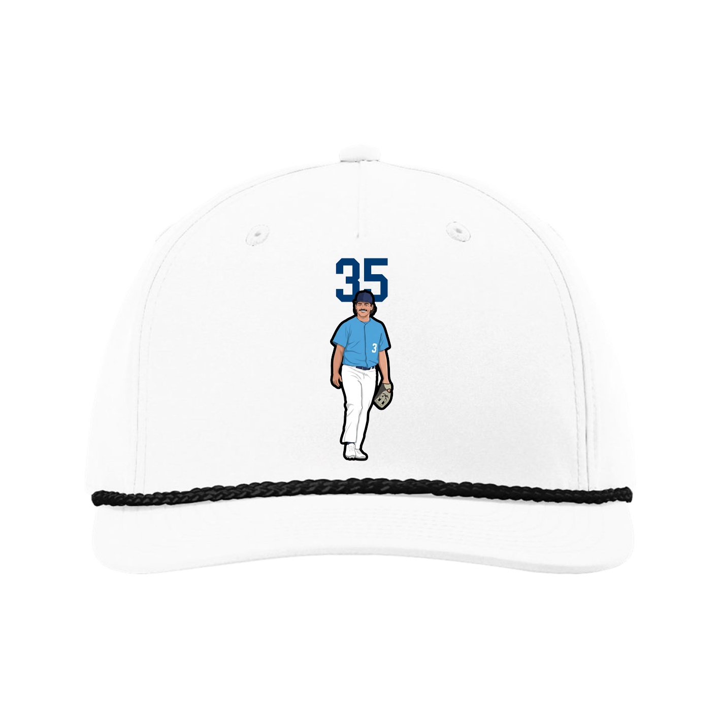 Five-Panel Classic Rope Cap — Number Top in White