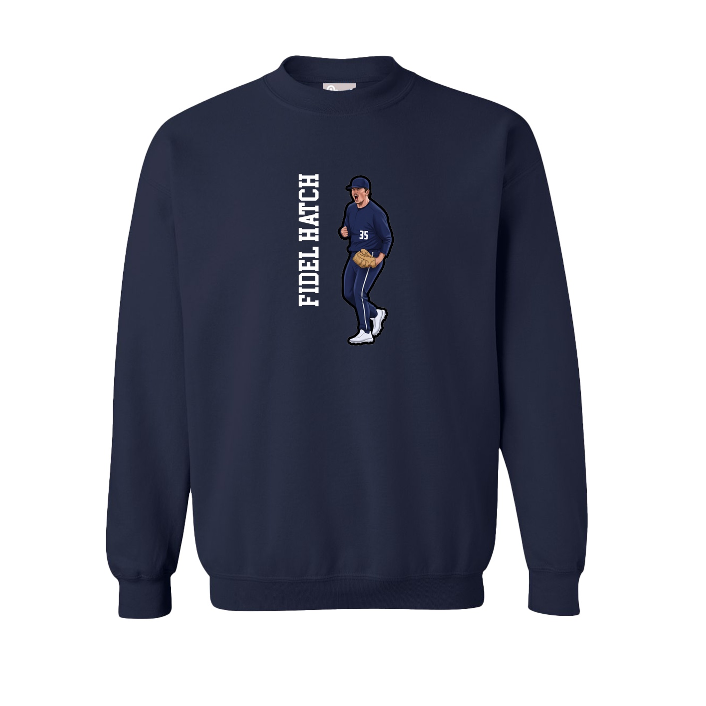 Fleece Crew — Name Vertical in Navy