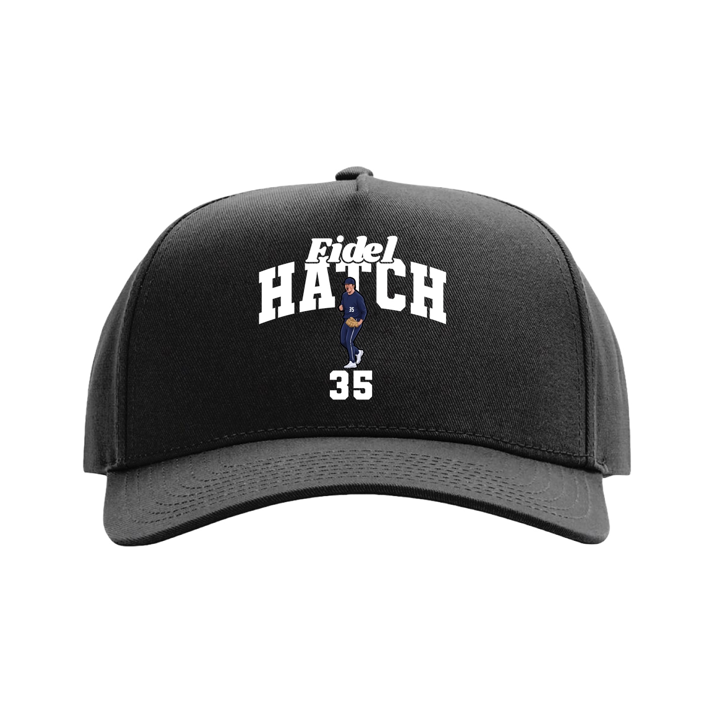Full Fabric Five-Panel Champ Cap — Signature Arch in Black