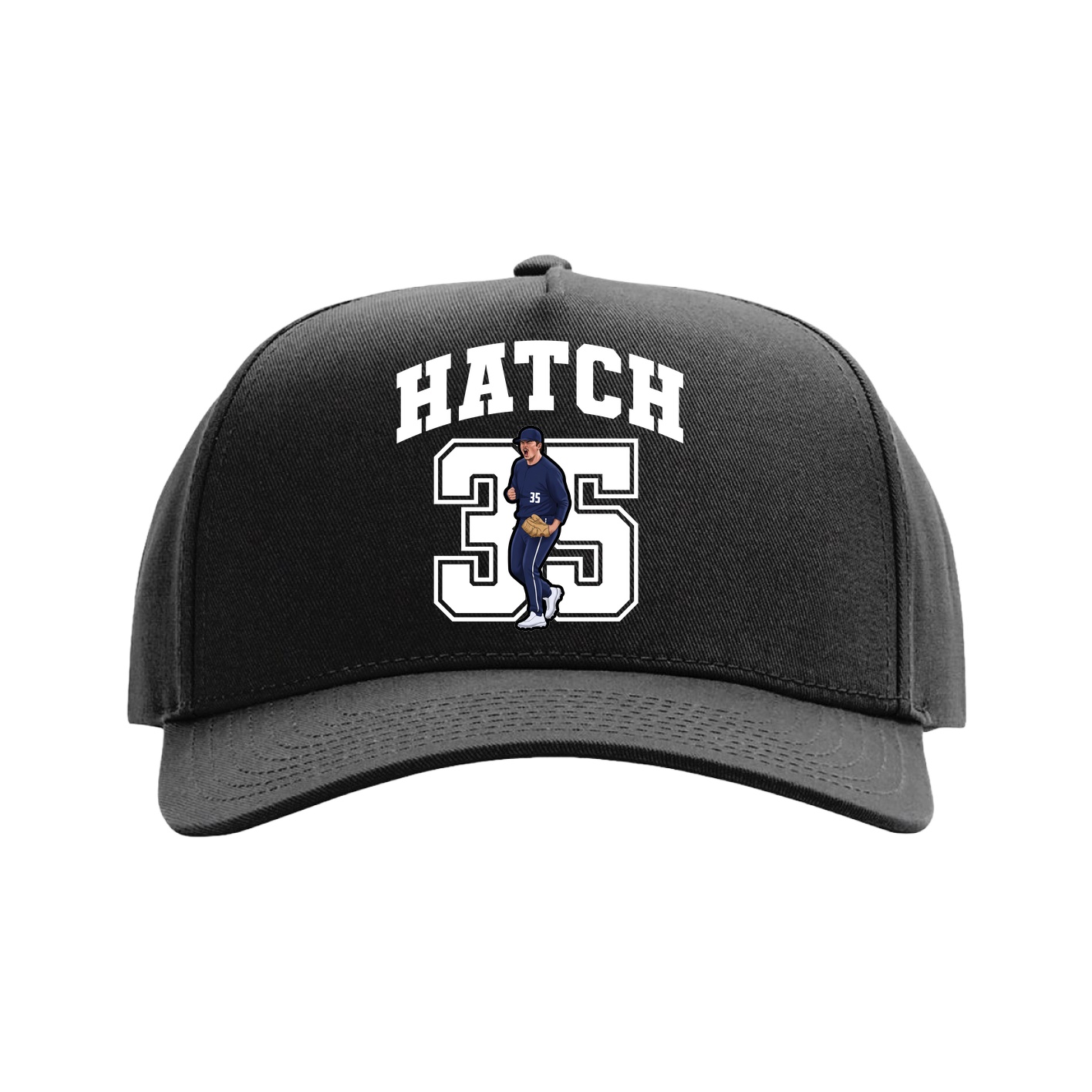 Full Fabric Five-Panel Champ Cap — Number in Black