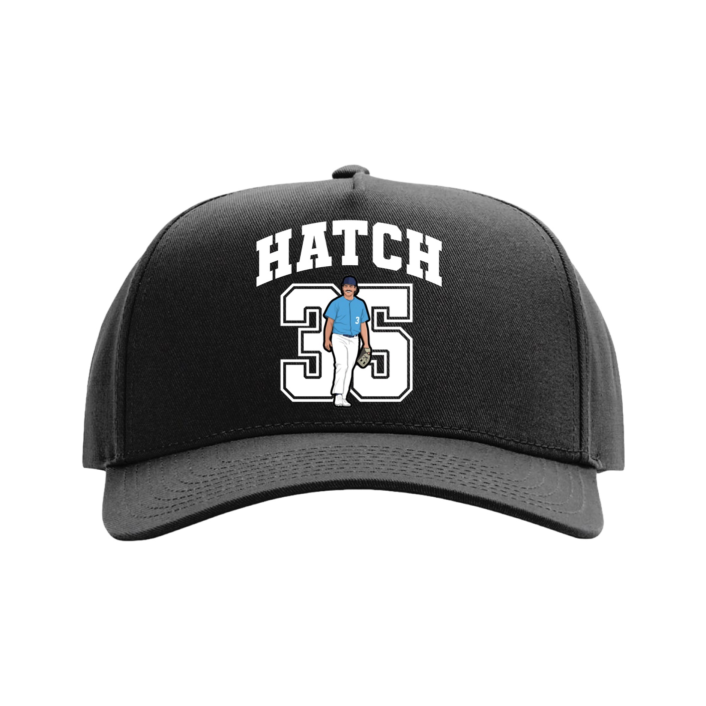 Full Fabric Five-Panel Champ Cap — Number in Black