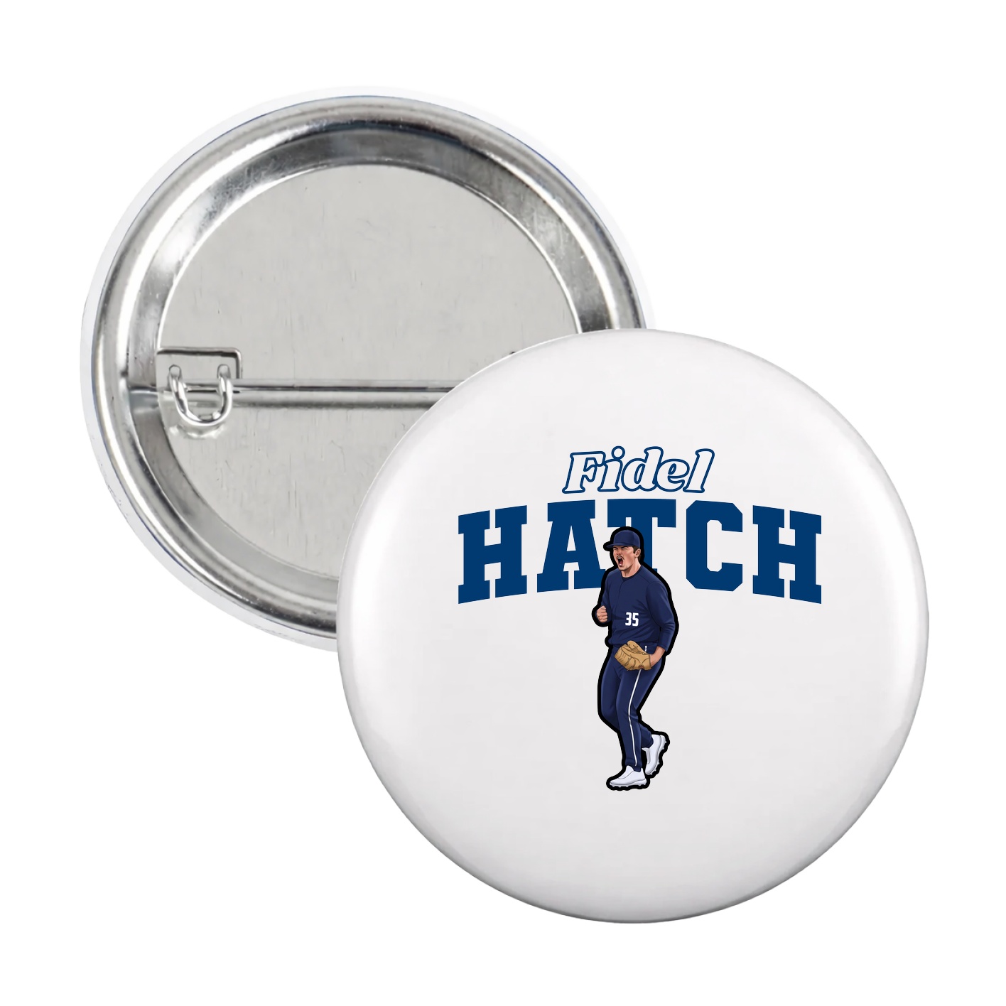 Game Day Button — Name Arch in White
