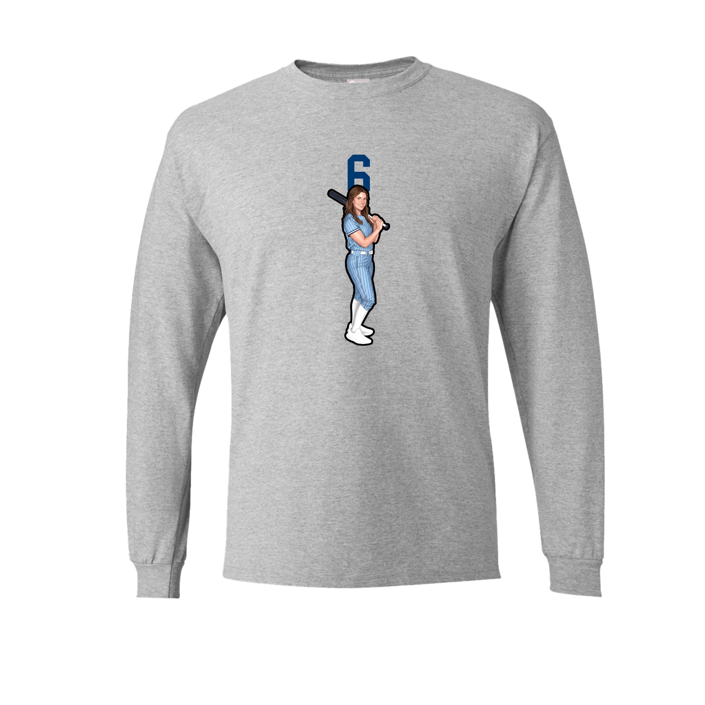 Long Sleeve Tee — Number Top in Grey