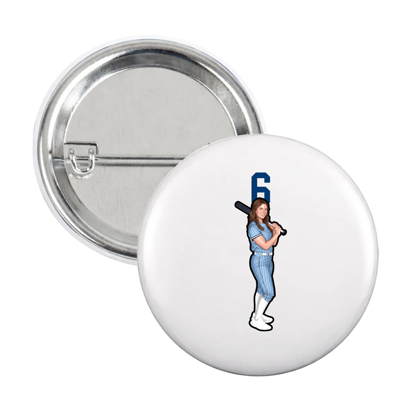 Game Day Button — Number Top in White