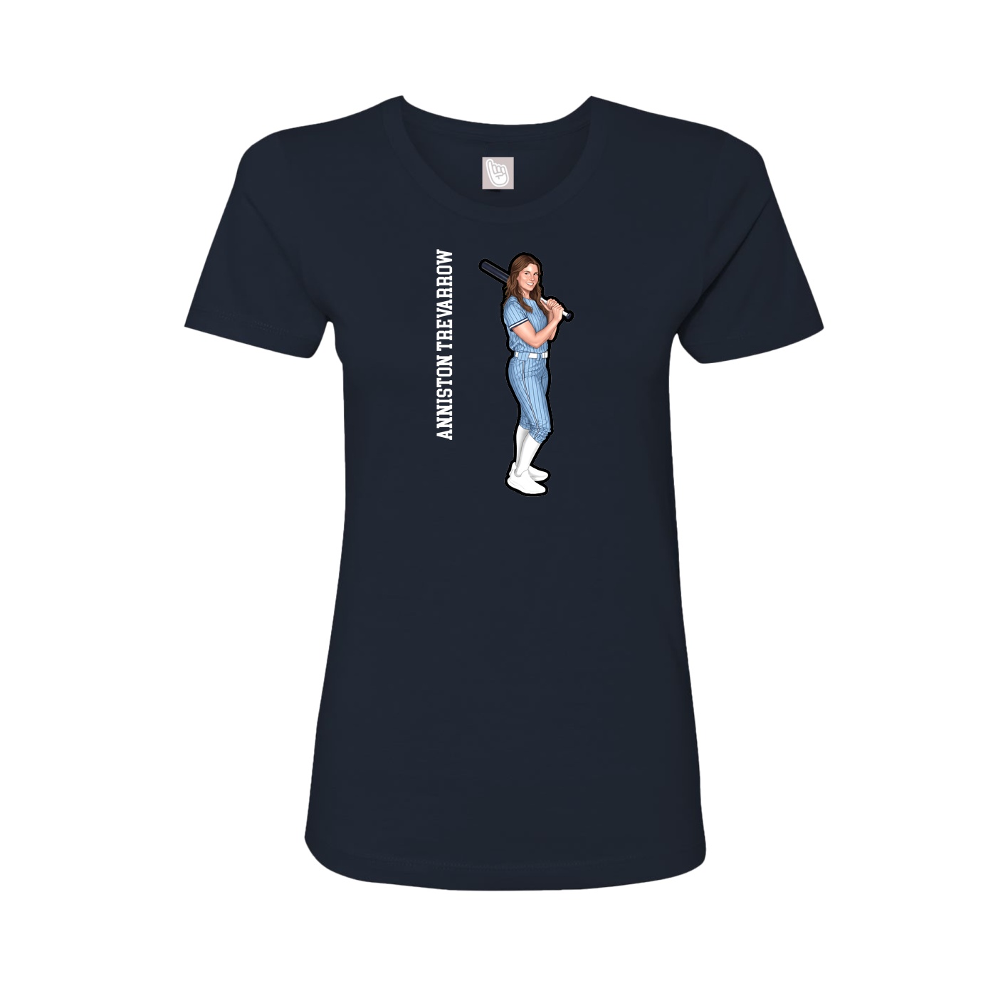 Fitted Women's Tee — Name Vertical in Navy