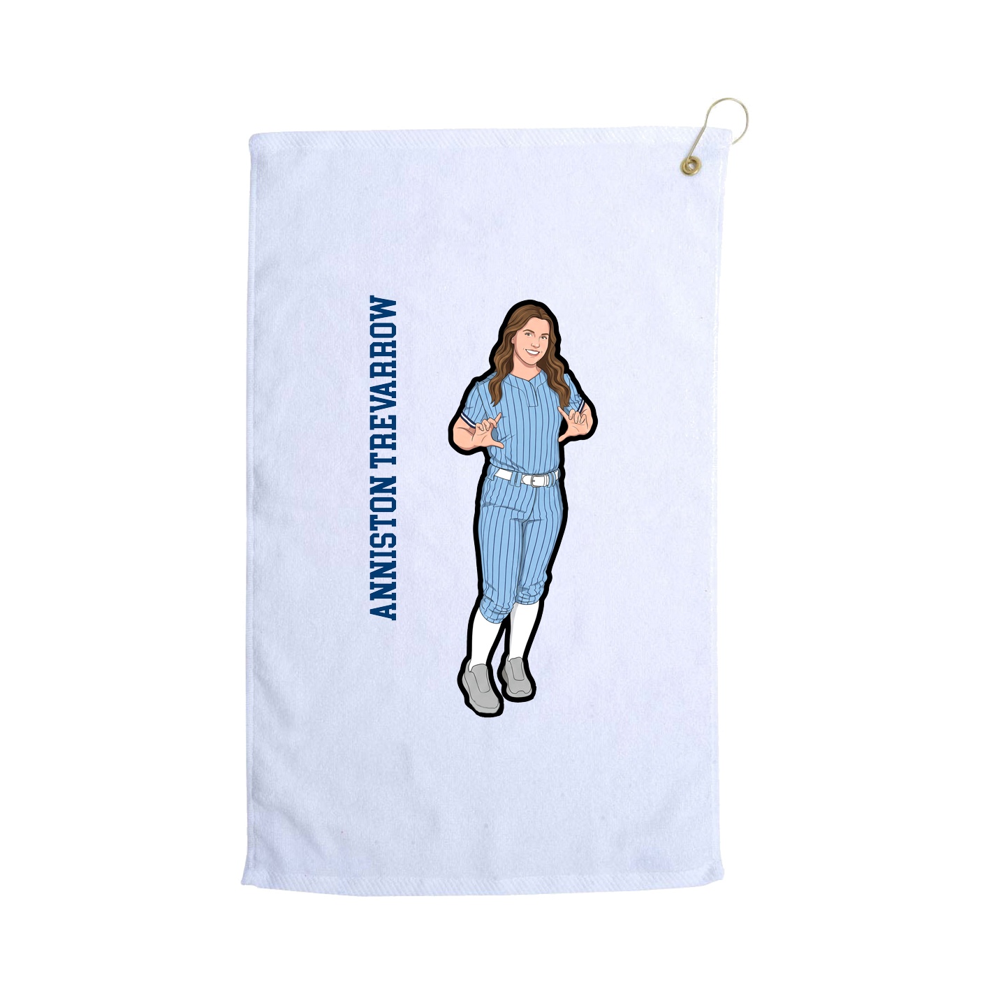 Golf Towel — Name Vertical in White