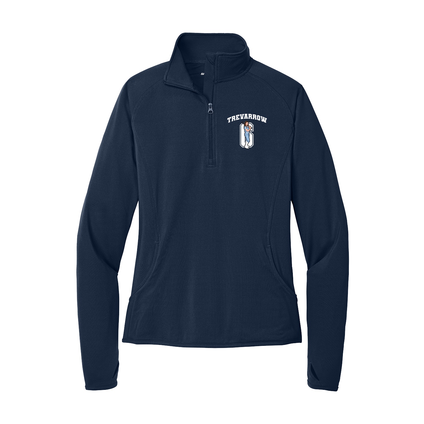 Women's Q-Zip Pullover — Number in Navy