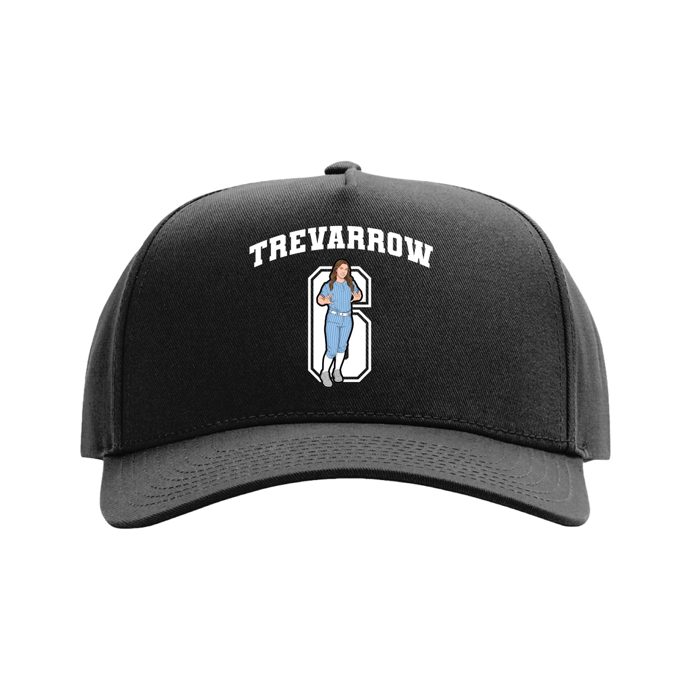 Full Fabric Five-Panel Champ Cap — Number in Black