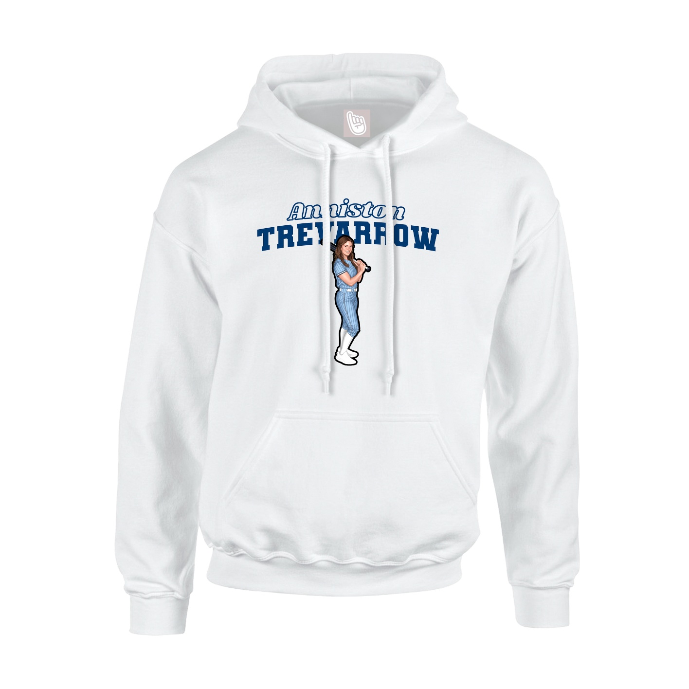 Youth Hoodie — Name Arch in White