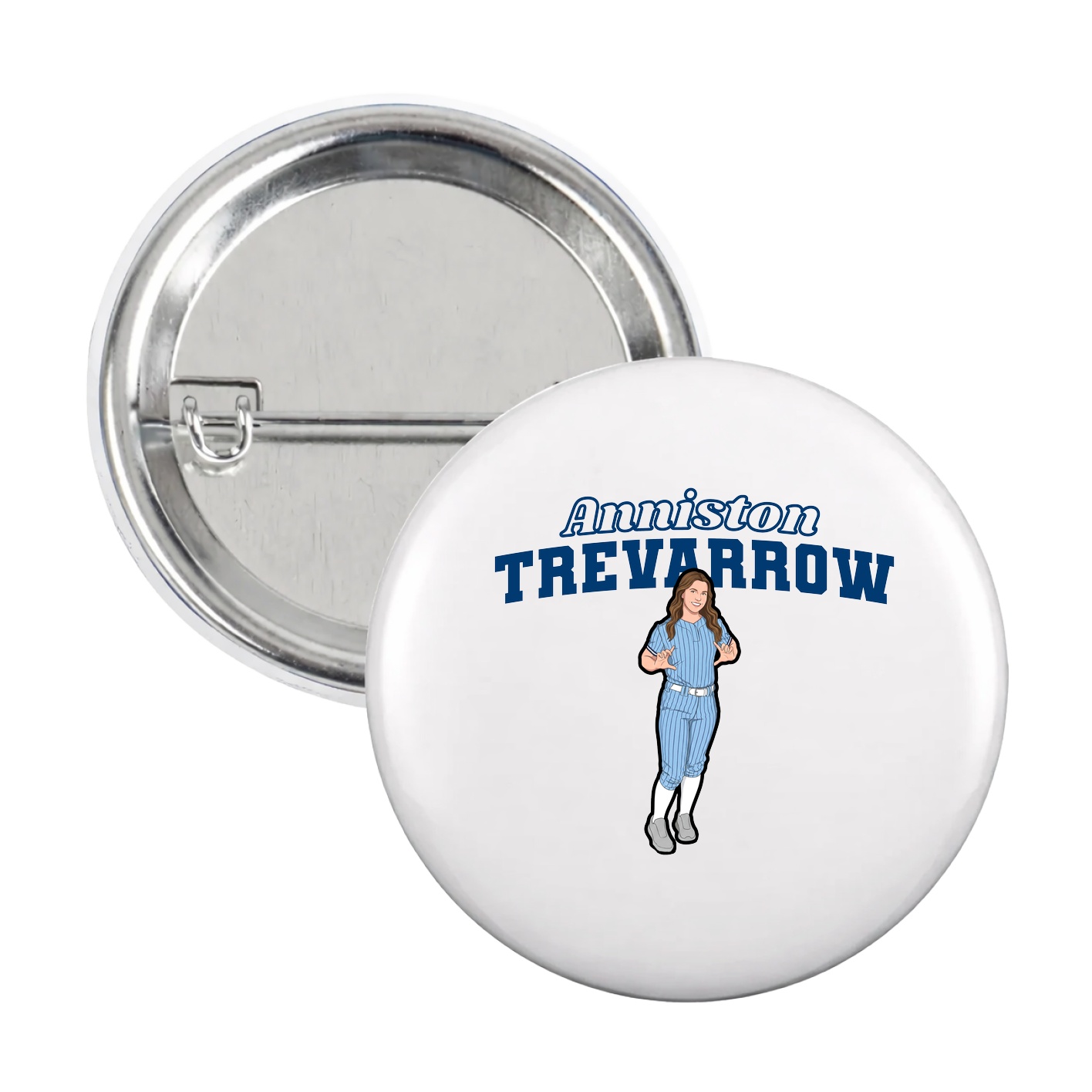 Game Day Button — Name Arch in White
