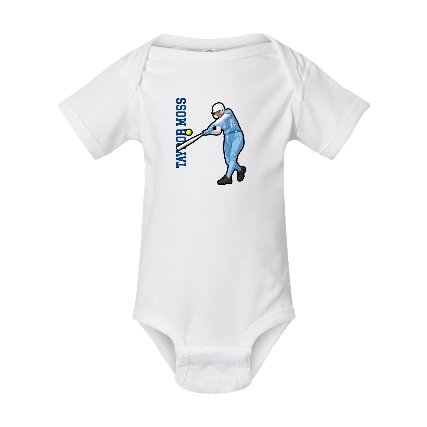 Baby Onesie — Name Vertical in White