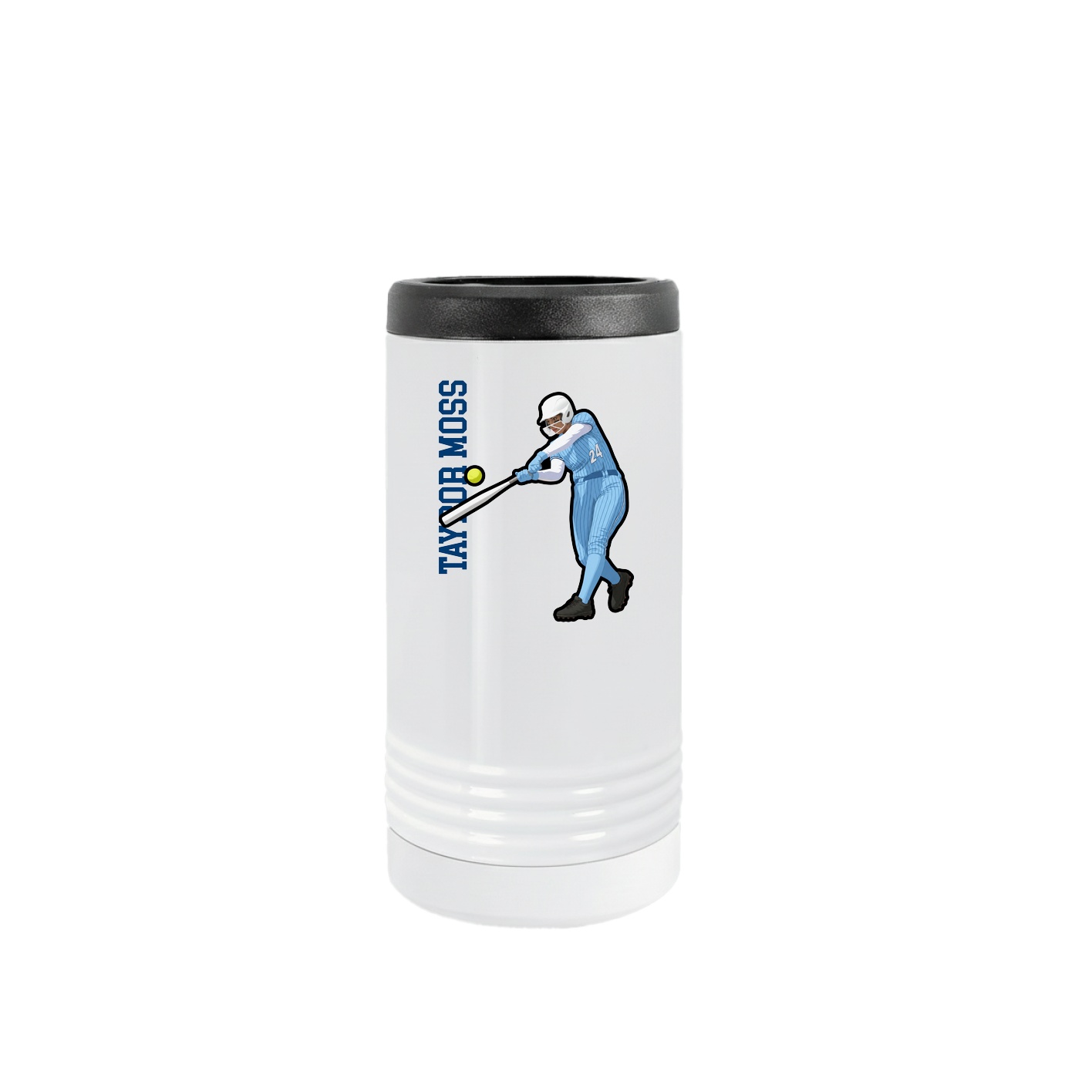 Slim Beverage Holder — Name Vertical in White
