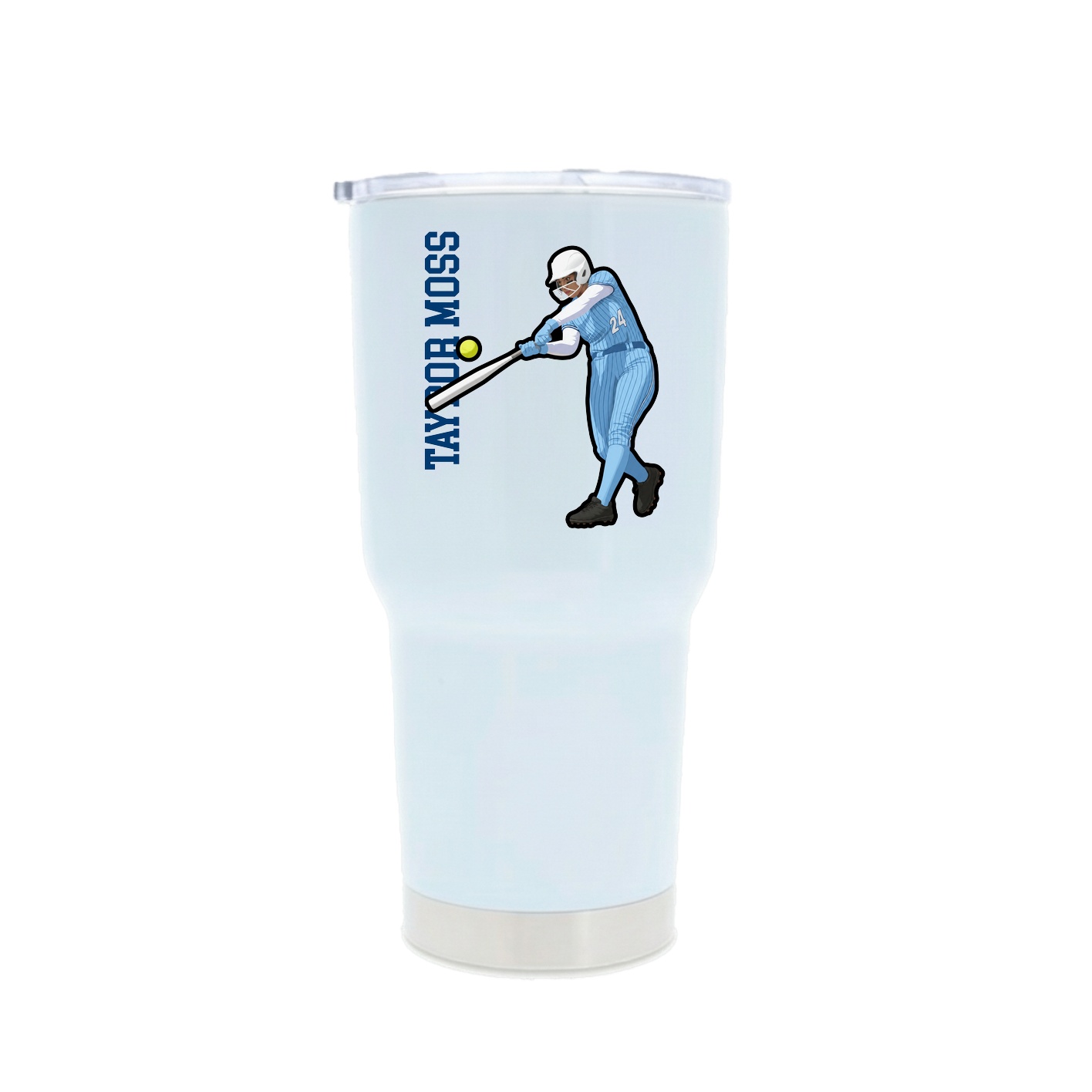 30oz Stainless Steel Tumbler — Name Vertical in White