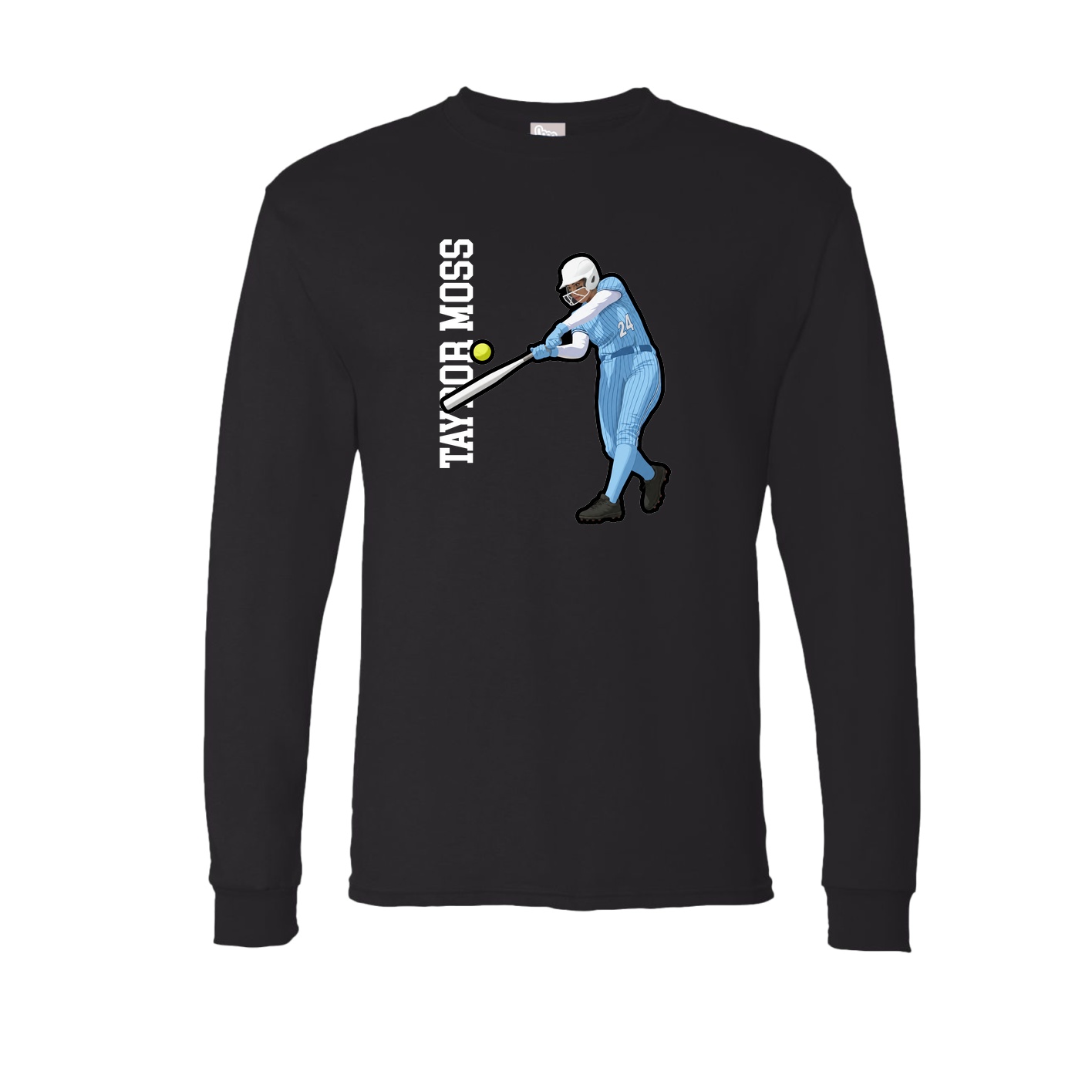 Long Sleeve Tee — Name Vertical in Black