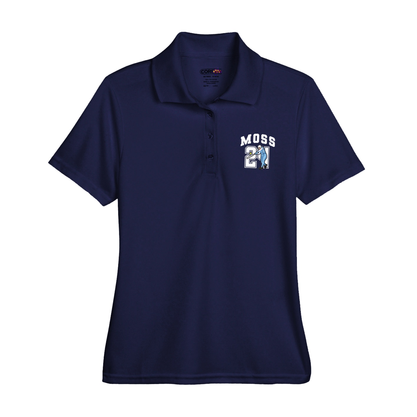 Womens Performance Polo — Number in Navy