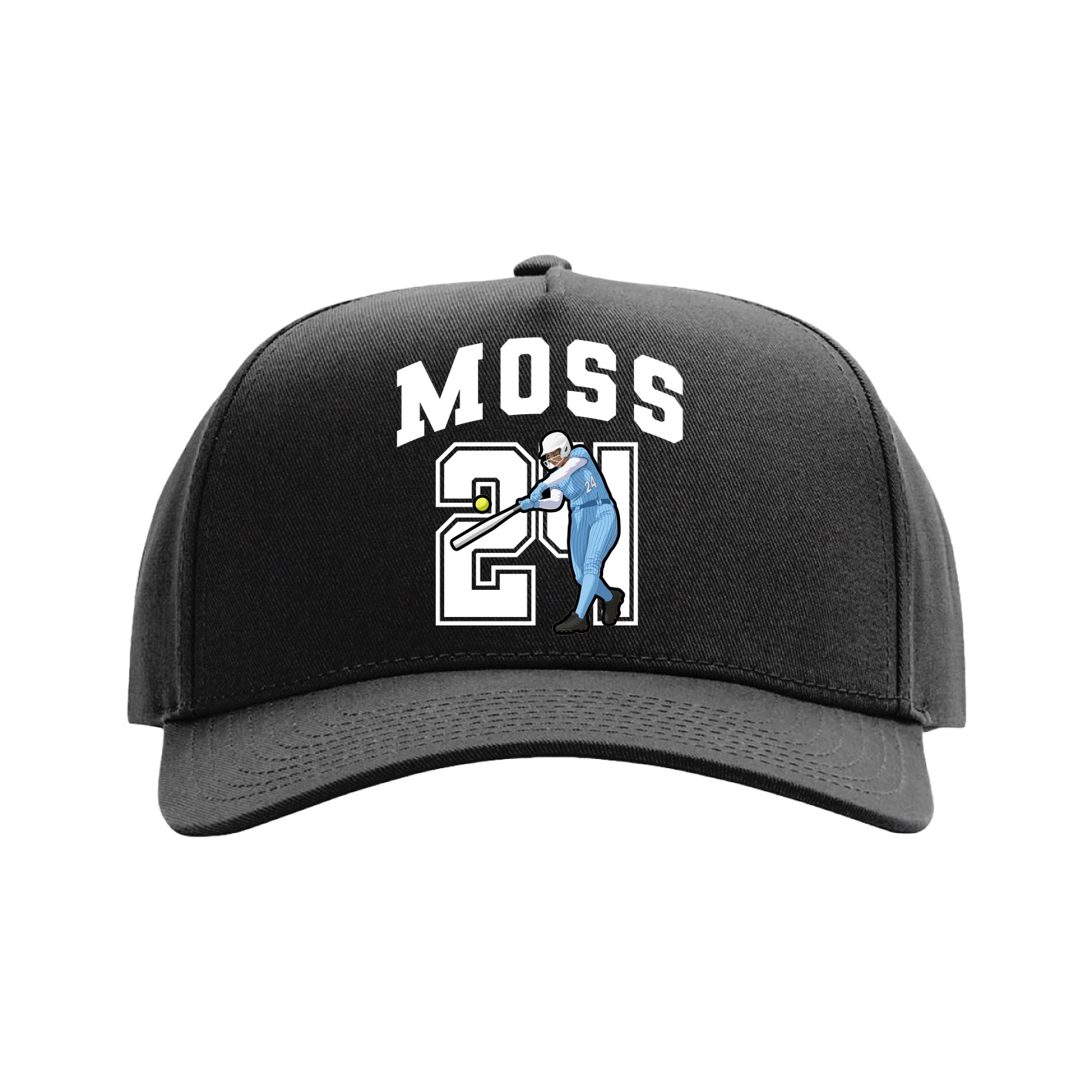 Full Fabric Five-Panel Champ Cap — Number in Black
