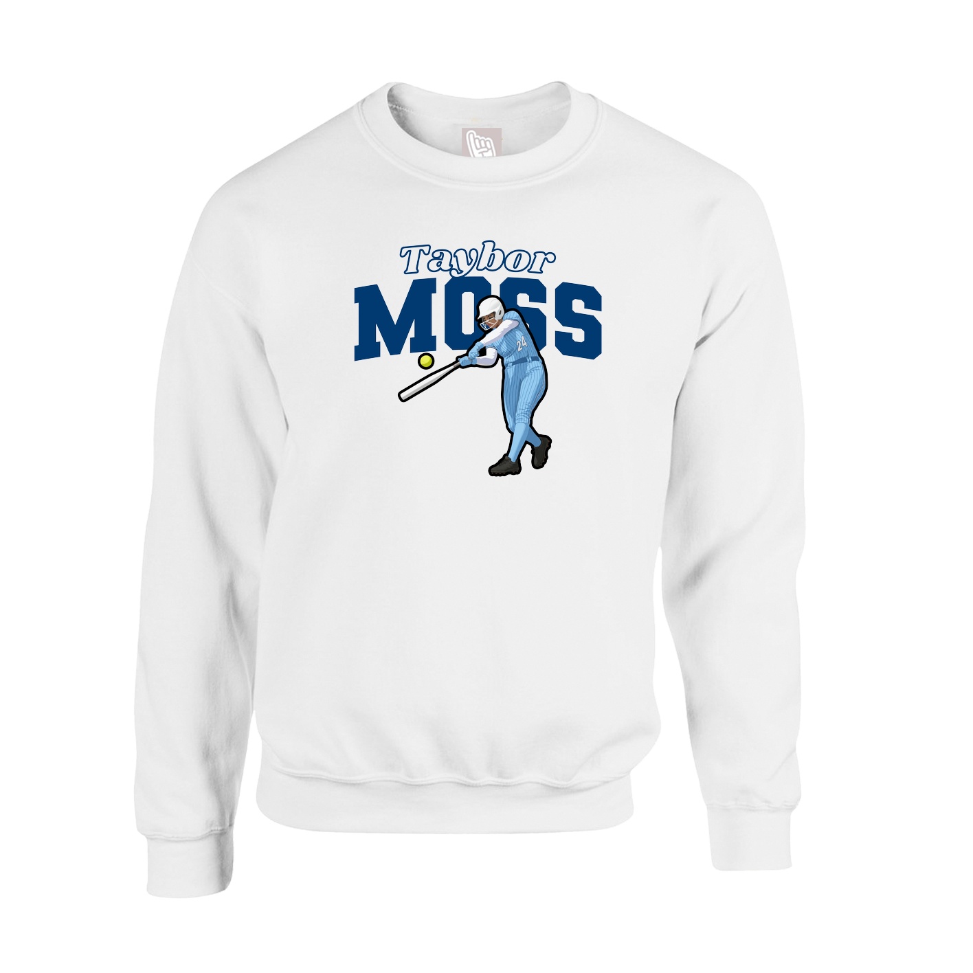 Fleece Crew — Name Arch in White