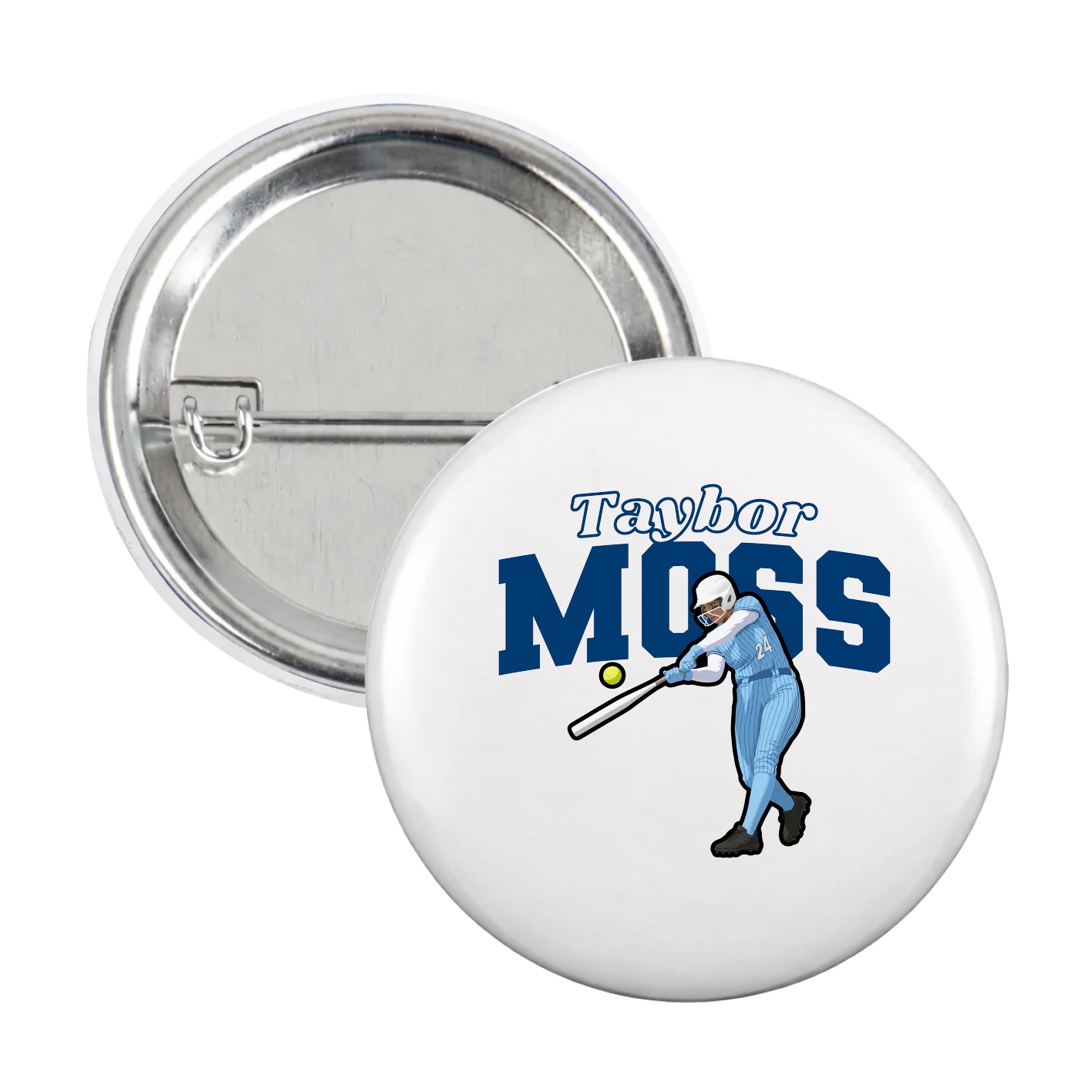 Game Day Button — Name Arch in White