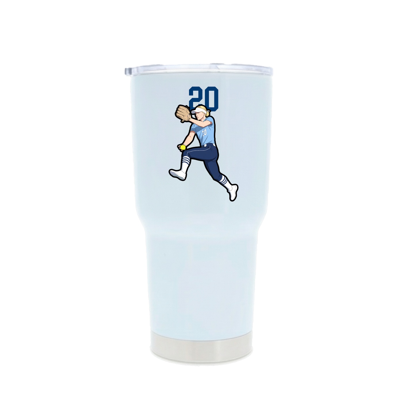 30oz Stainless Steel Tumbler — Number Top in White