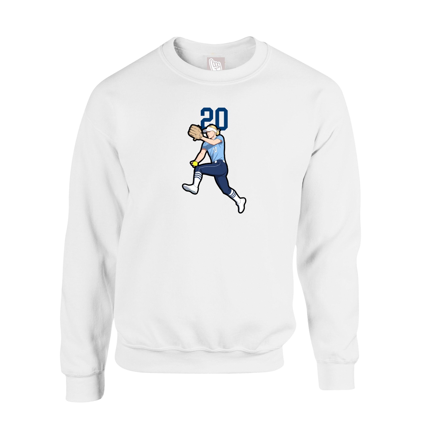 Fleece Crew — Number Top in White