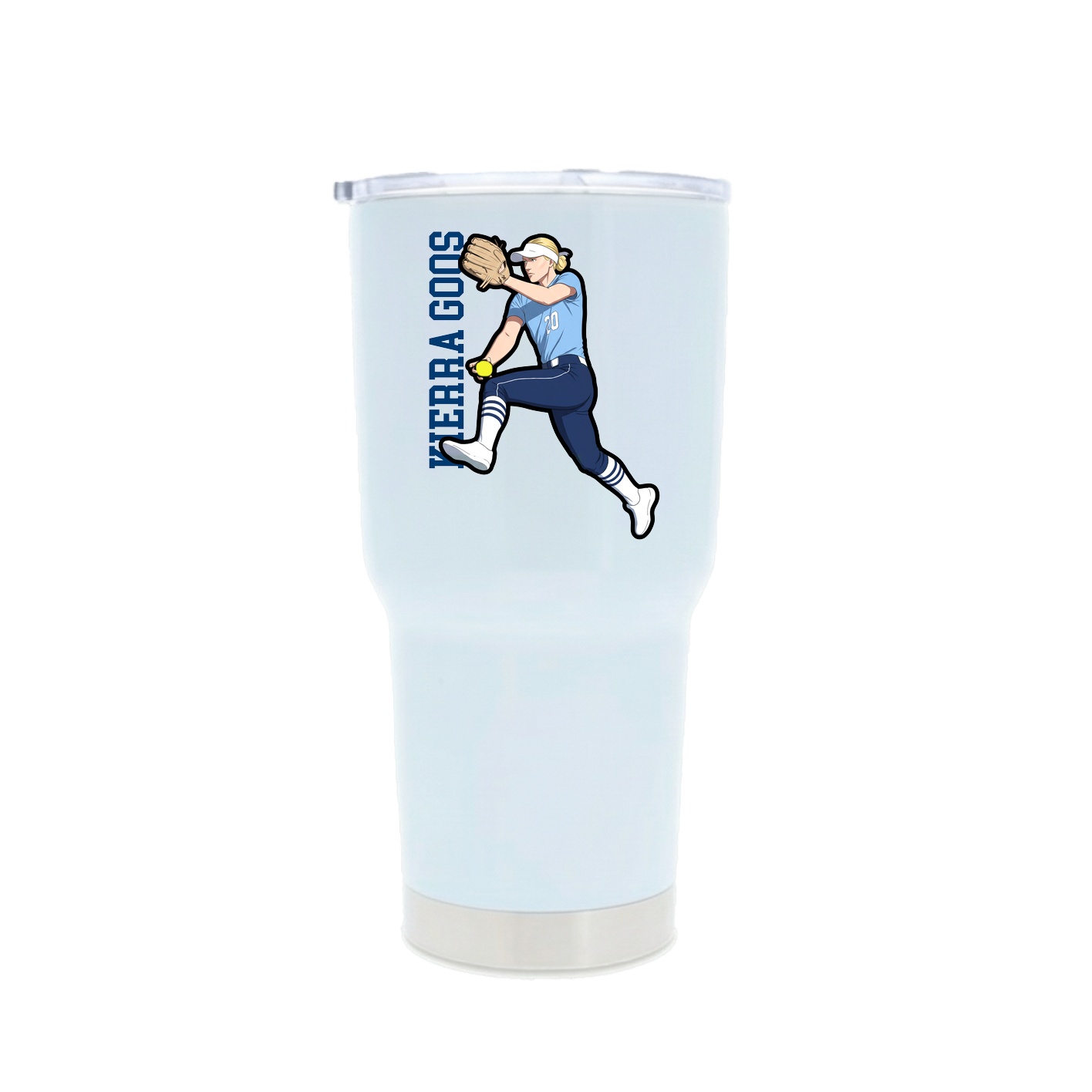 30oz Stainless Steel Tumbler — Name Vertical in White