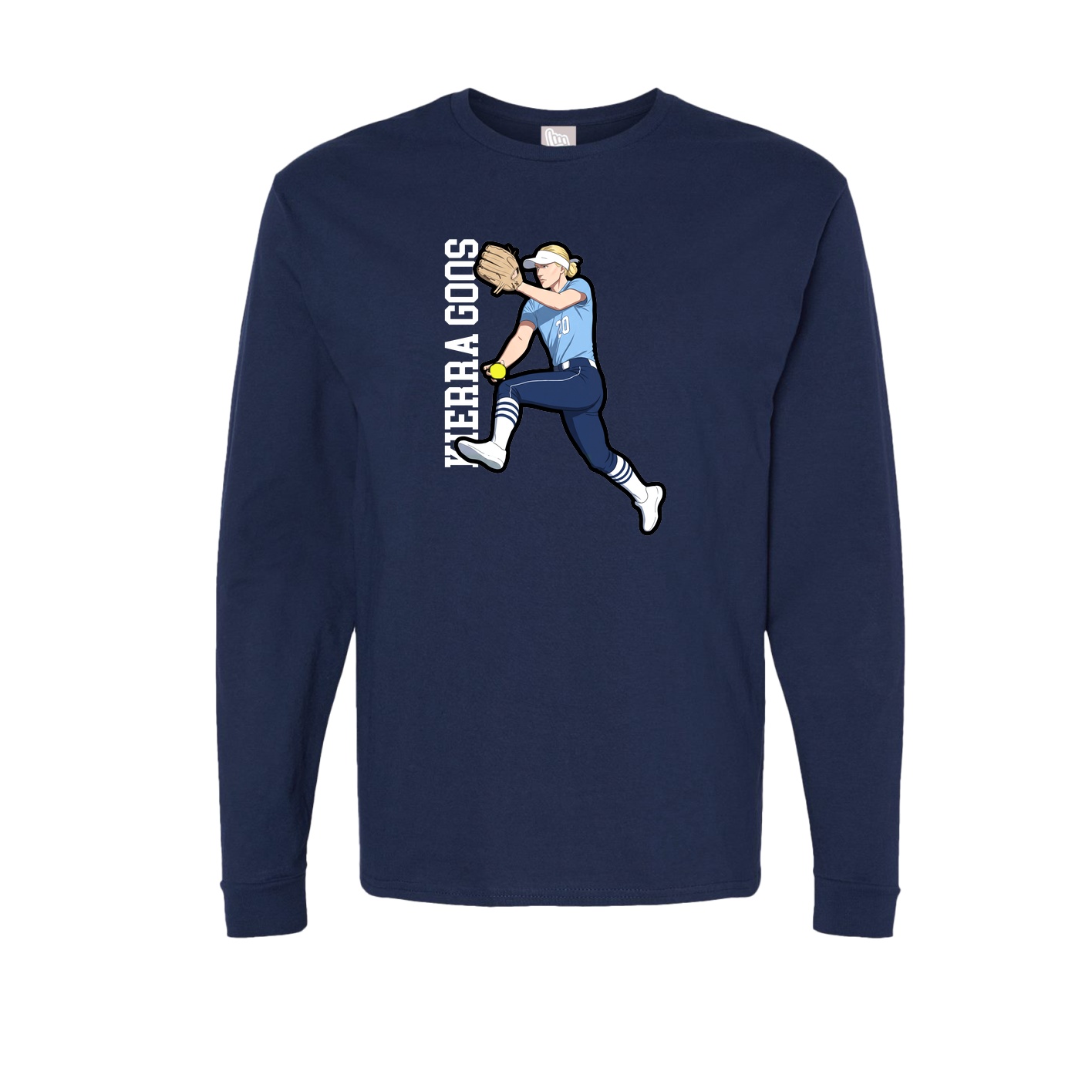 Long Sleeve Tee — Name Vertical in Navy