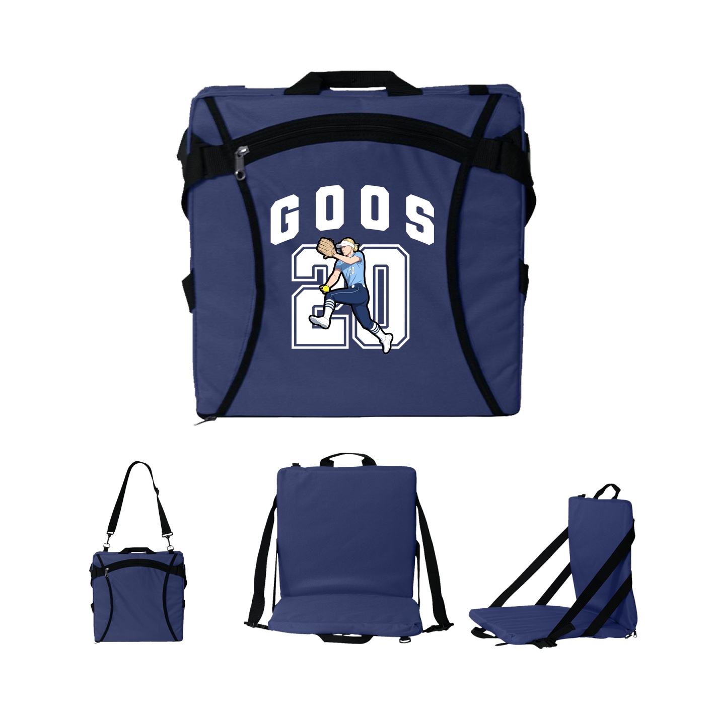 Folding Stadium Seat — Number in Navy