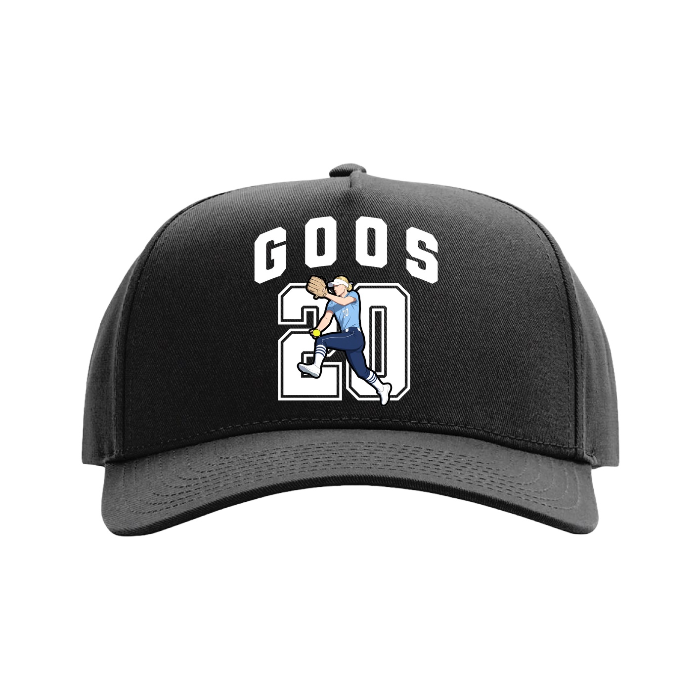 Full Fabric Five-Panel Champ Cap — Number in Black