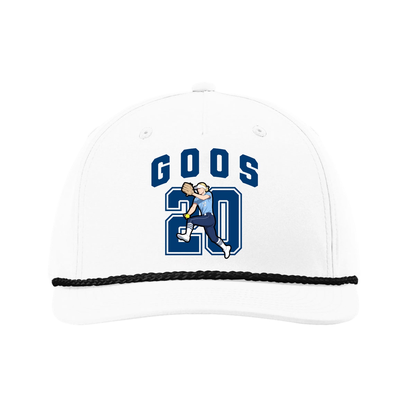 Five-Panel Classic Rope Cap — Number in White
