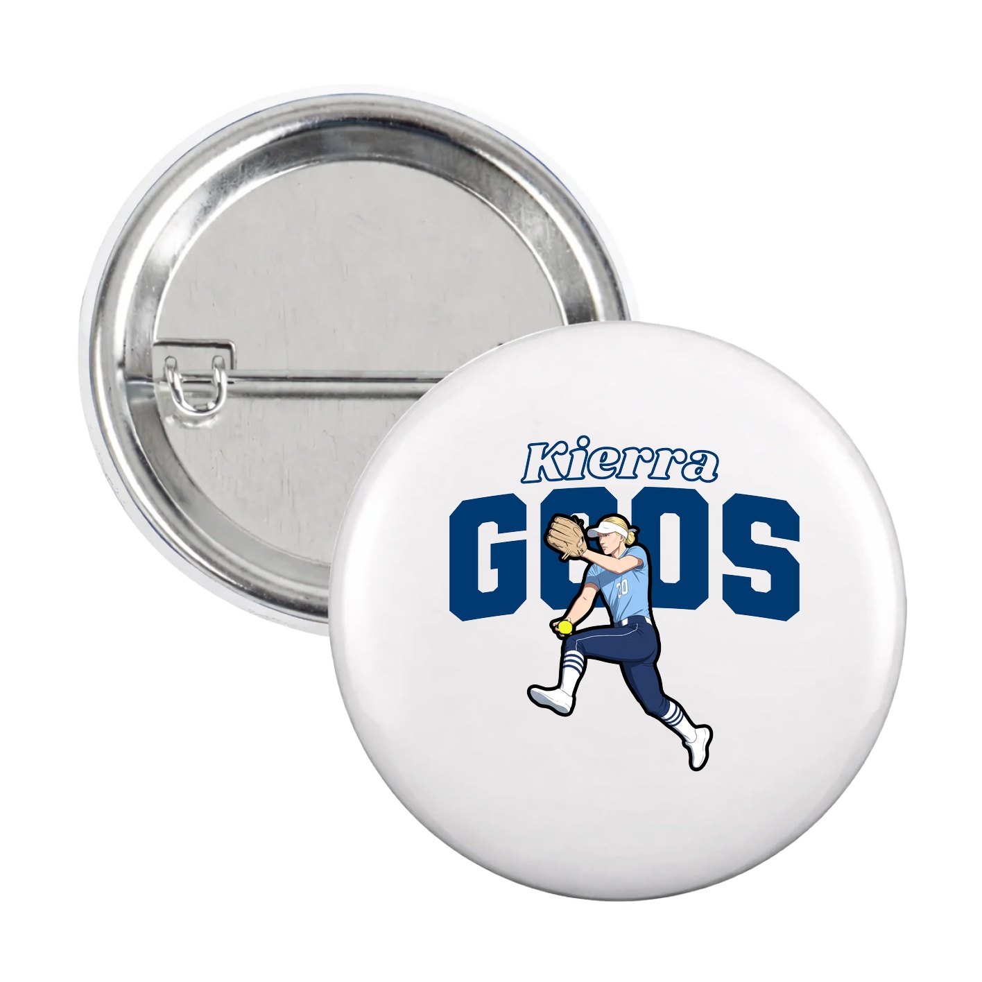 Game Day Button — Name Arch in White