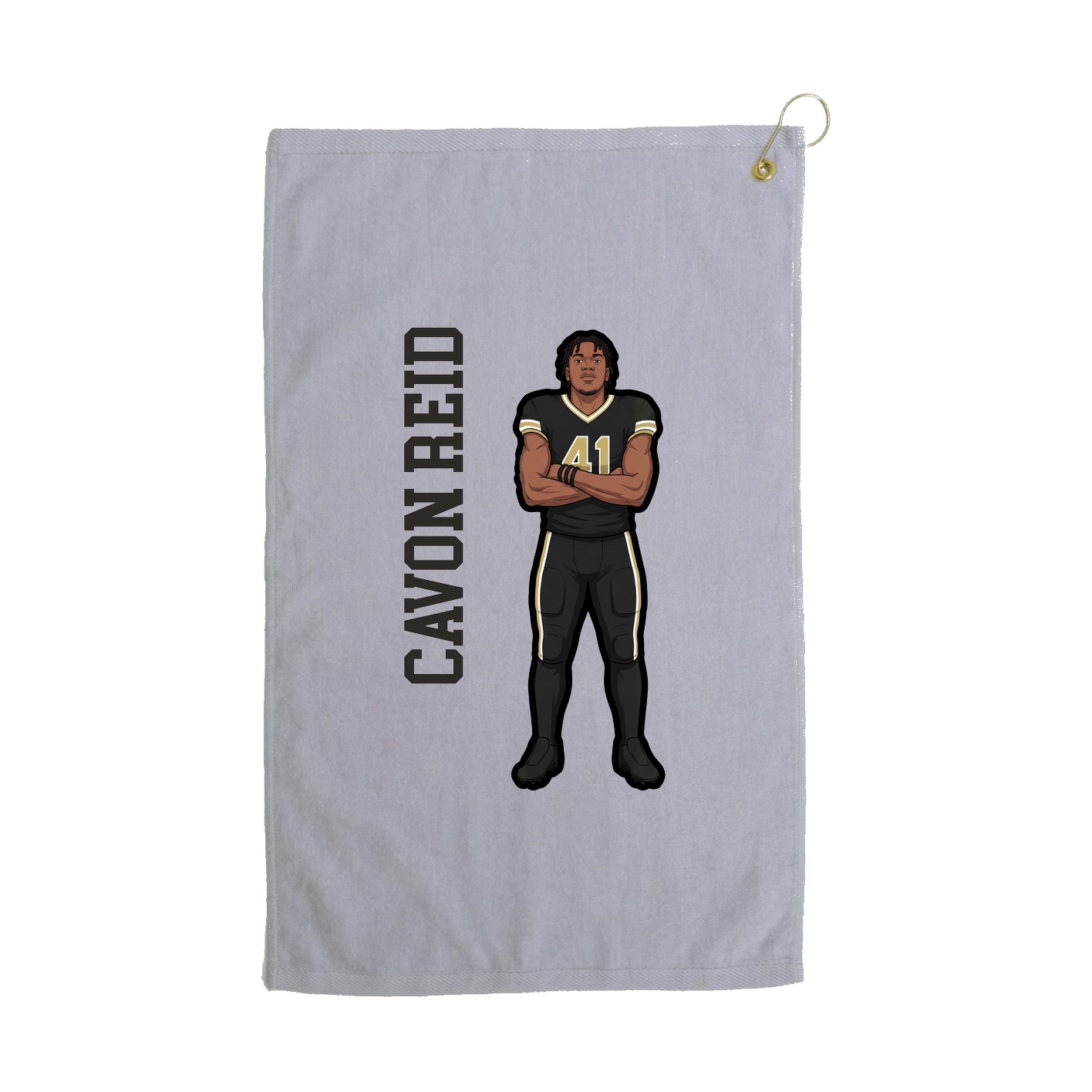 Golf Towel — Name Vertical in Grey