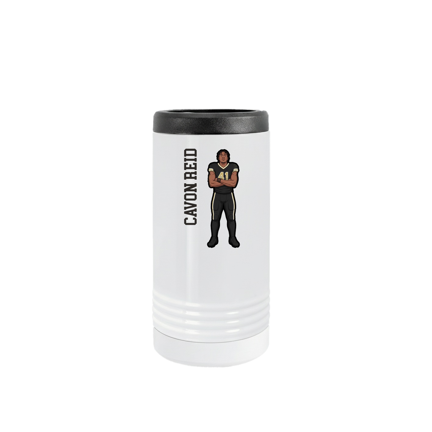 Slim Beverage Holder — Name Vertical in White