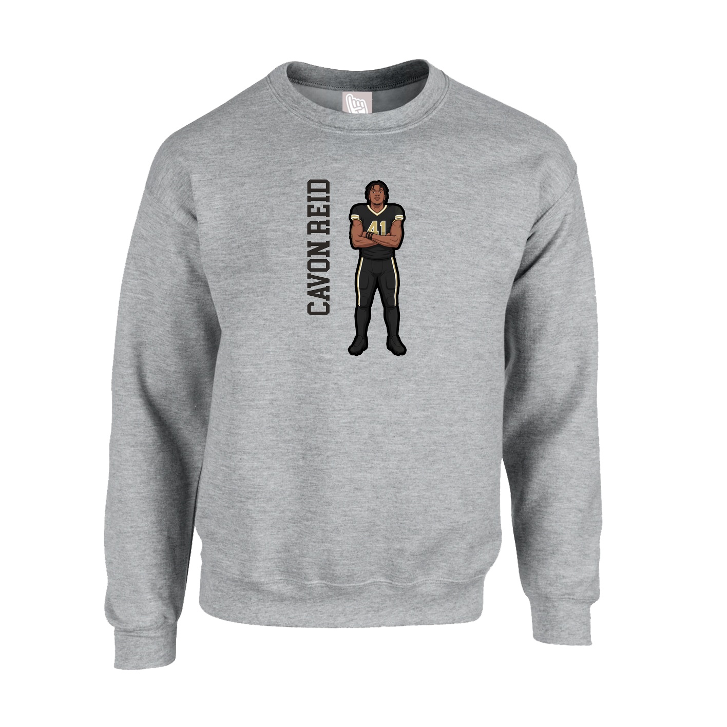 Fleece Crew — Name Vertical in Grey