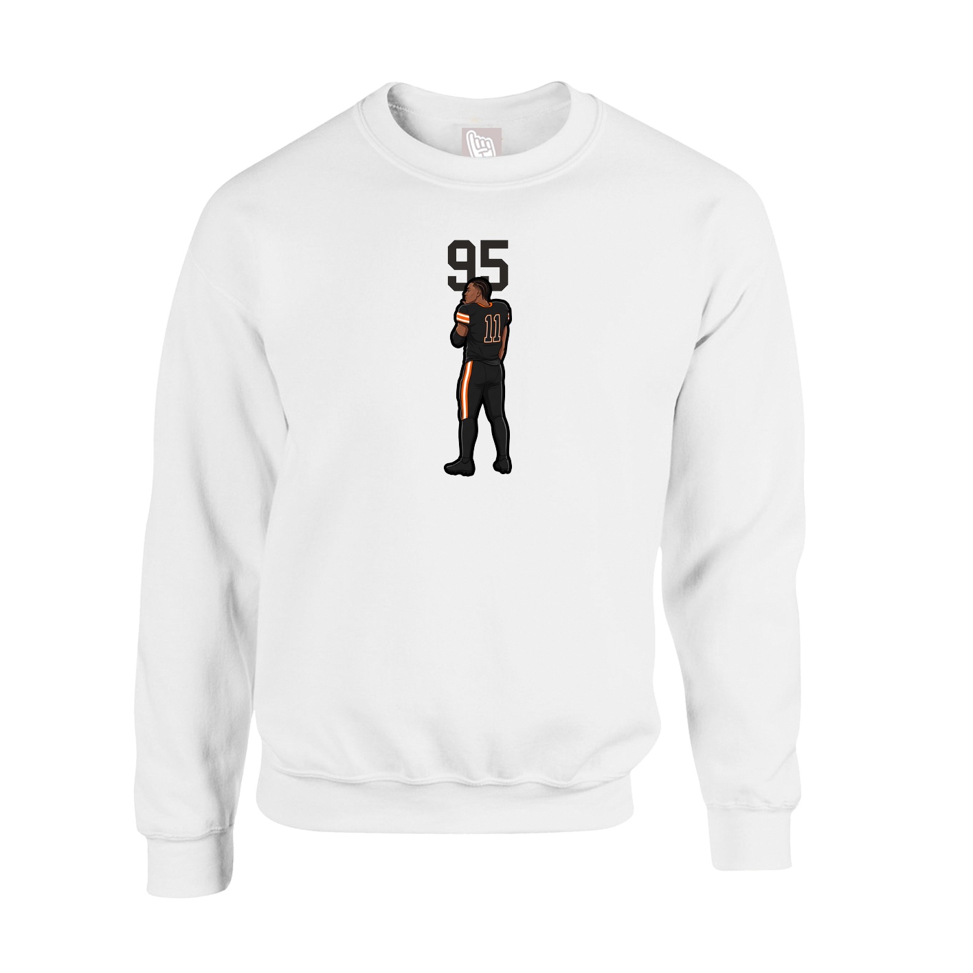 Fleece Crew — Number Top in White