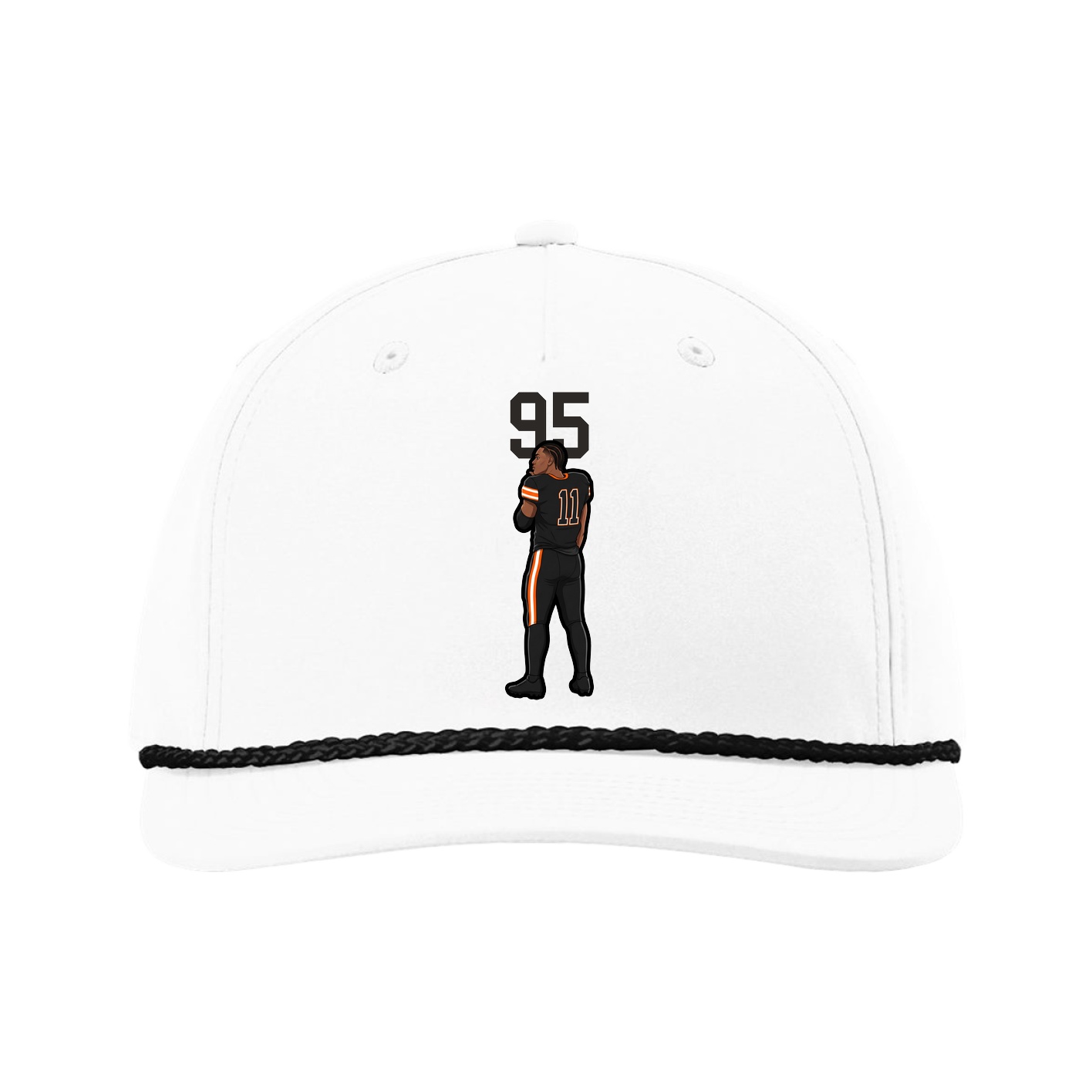Five-Panel Classic Rope Cap — Number Top in White