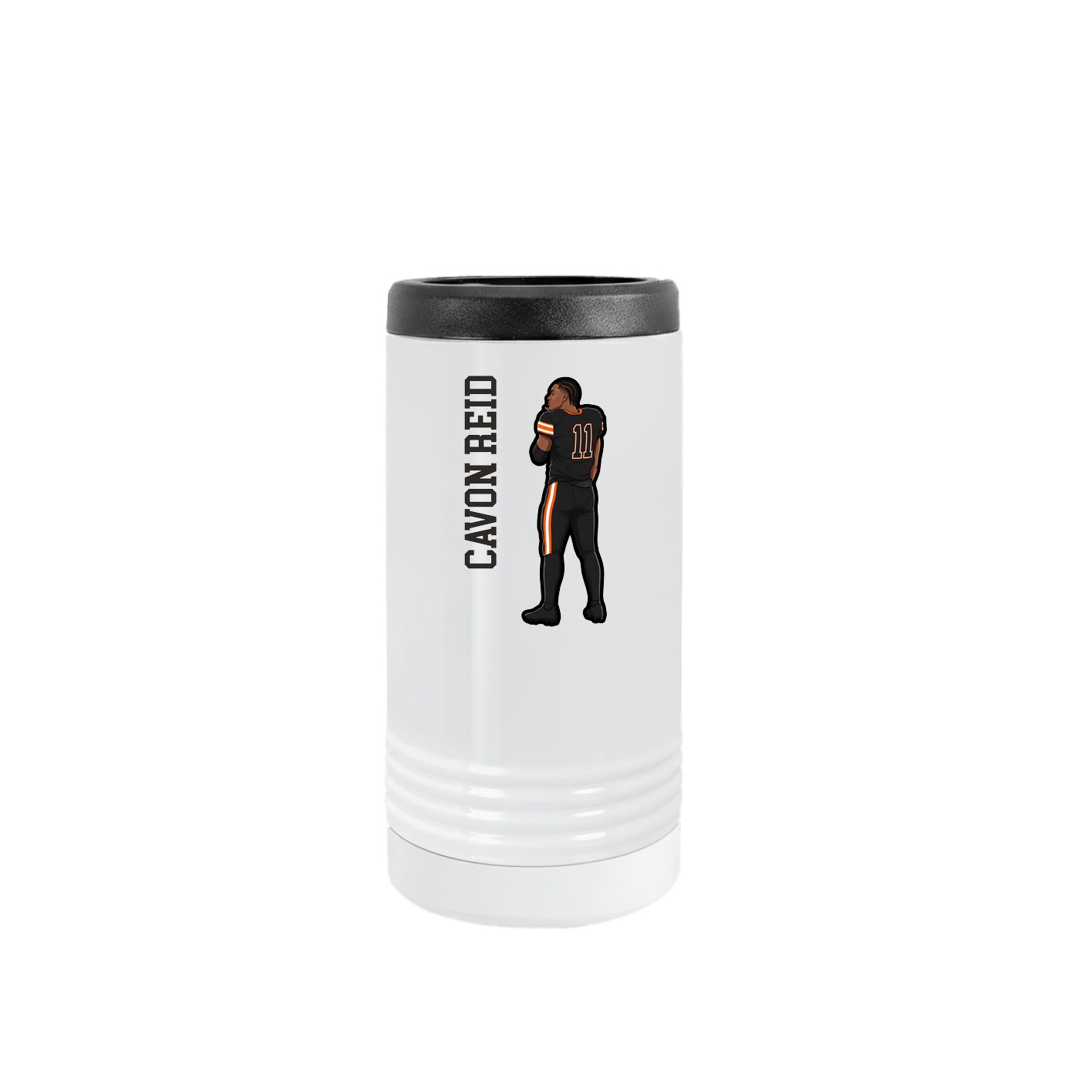 Slim Beverage Holder — Name Vertical in White