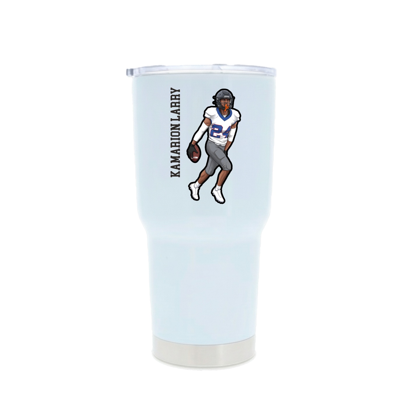 30oz Stainless Steel Tumbler — Name Vertical in White