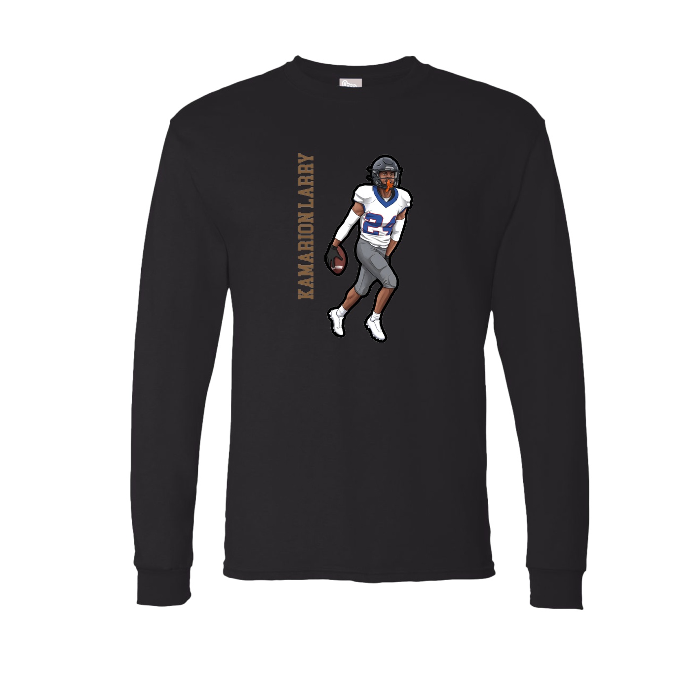 Long Sleeve Tee — Name Vertical in Black