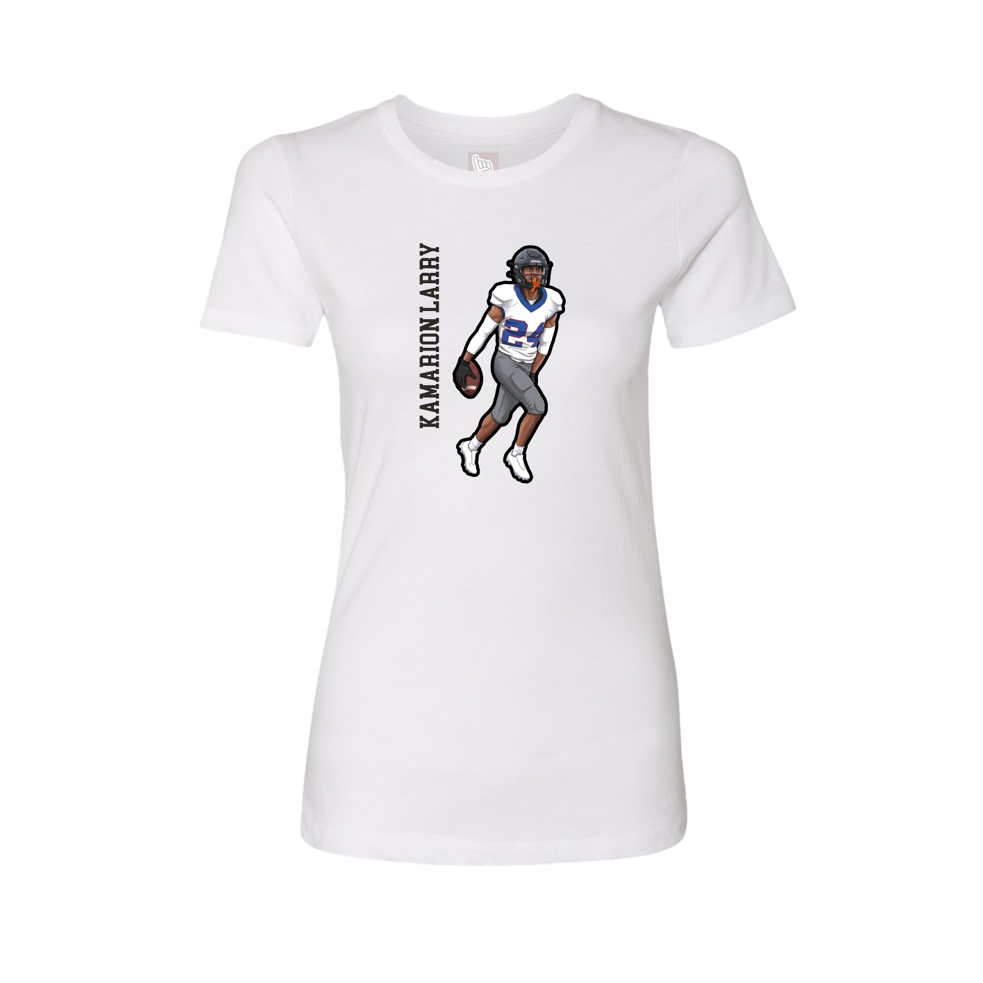Fitted Women's Tee — Name Vertical in White