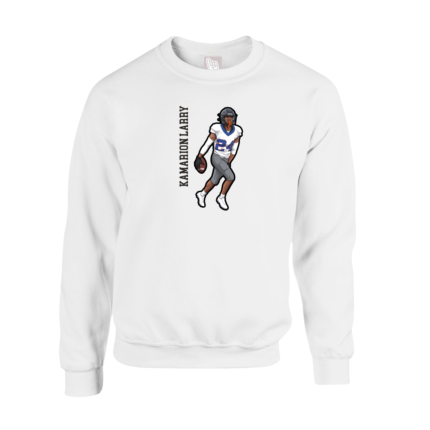 Fleece Crew — Name Vertical in White