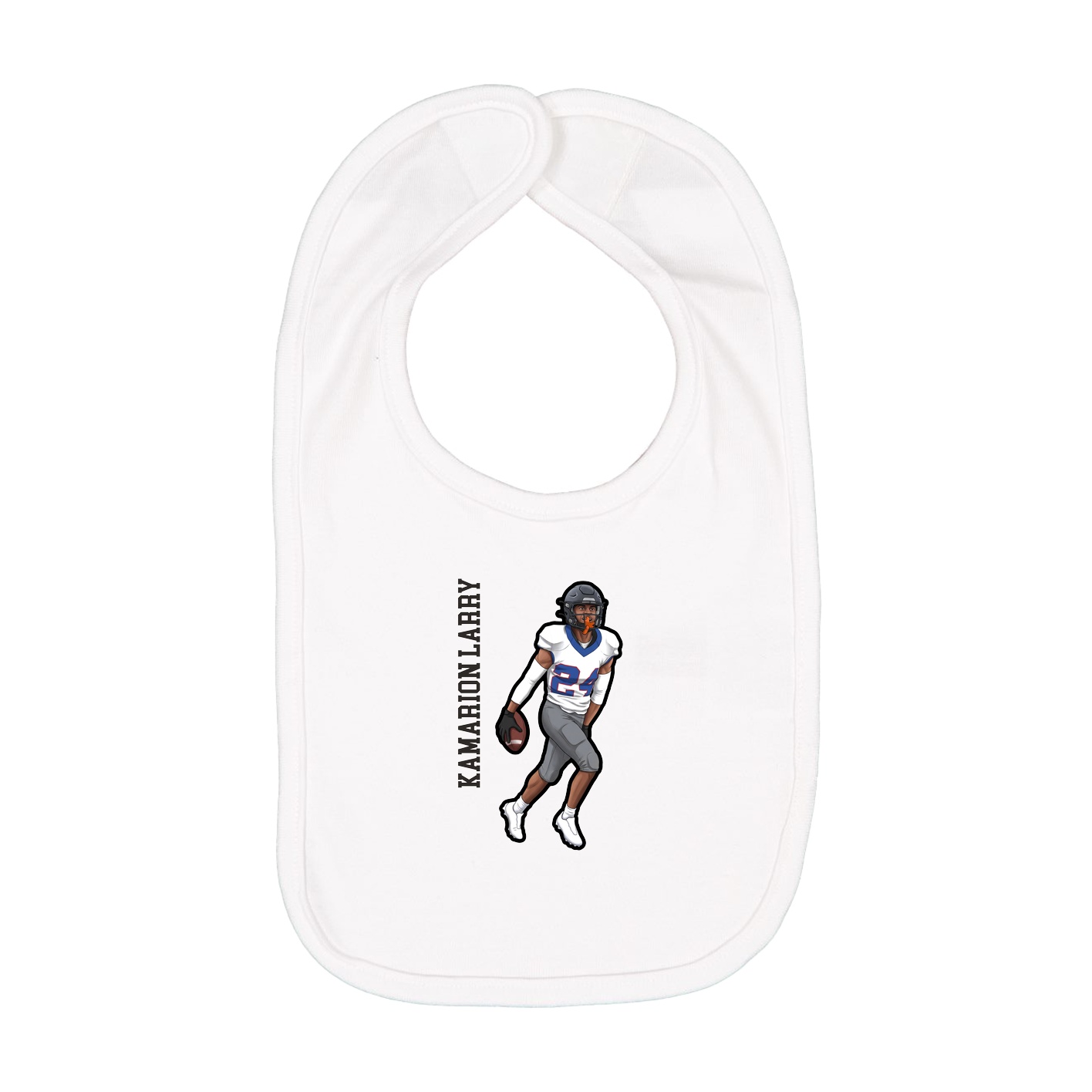 Infant Bib — Name Vertical in White
