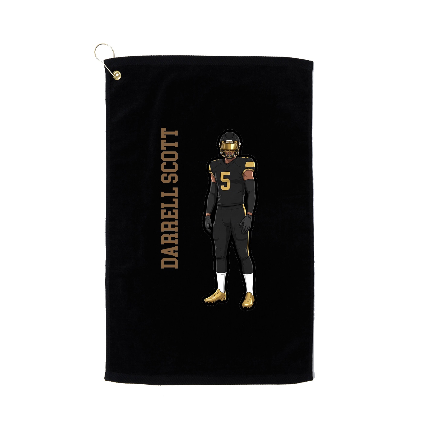 Golf Towel — Name Vertical in Black