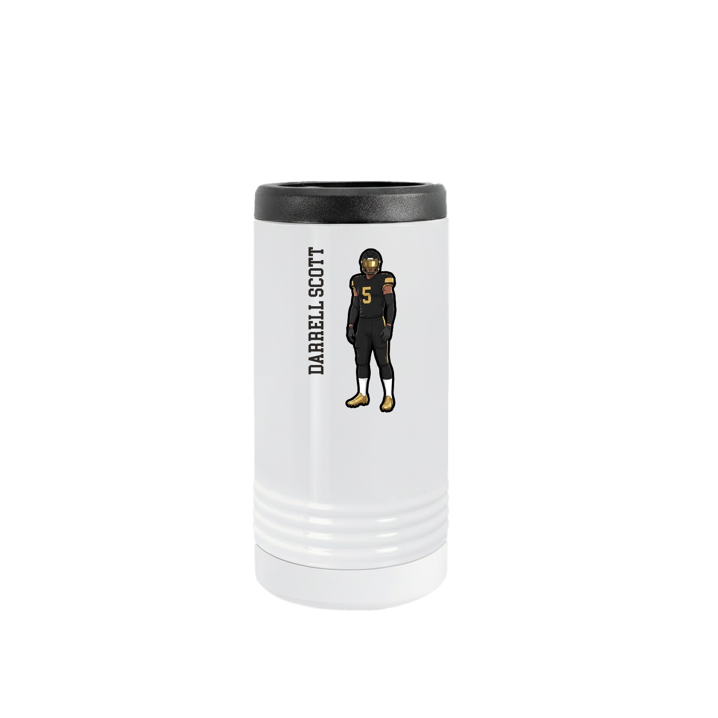 Slim Beverage Holder — Name Vertical in White