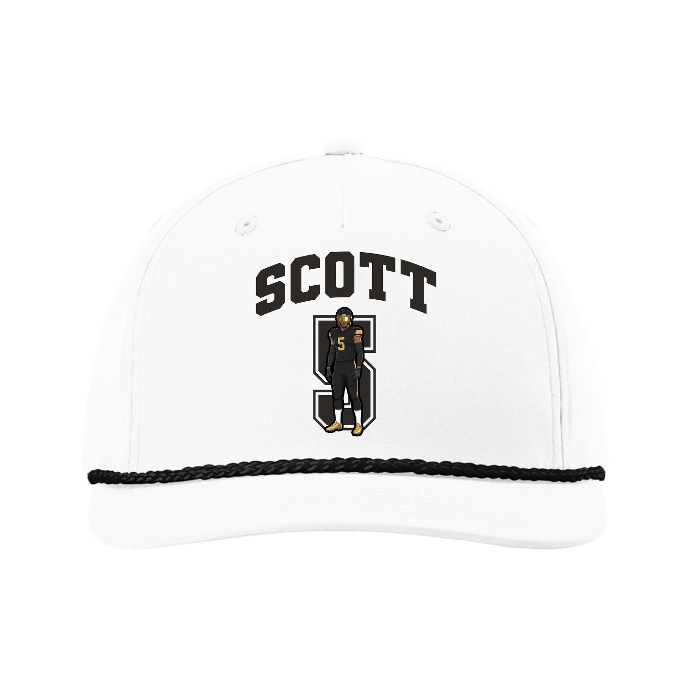 Five-Panel Classic Rope Cap — Number in White