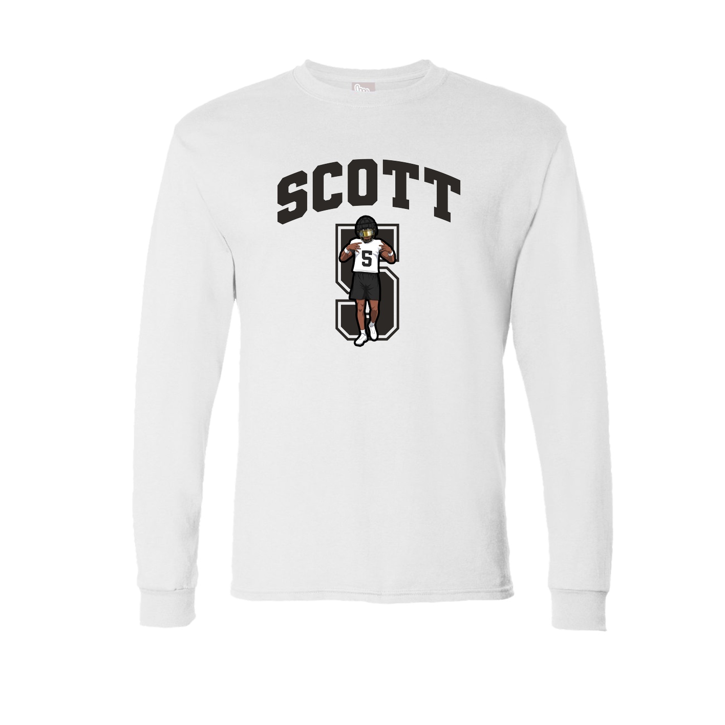 Long Sleeve Tee — Number in White