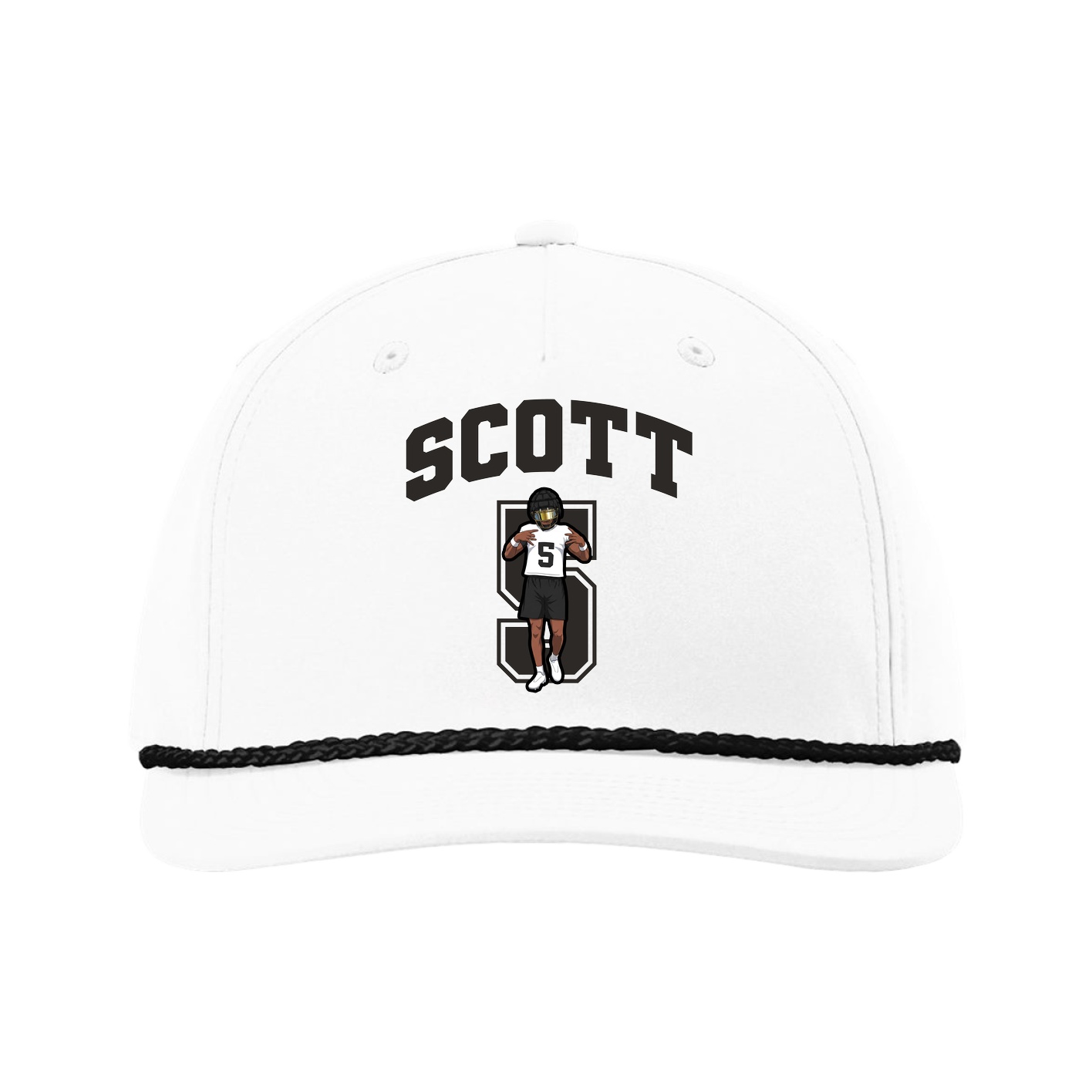 Five-Panel Classic Rope Cap — Number in White