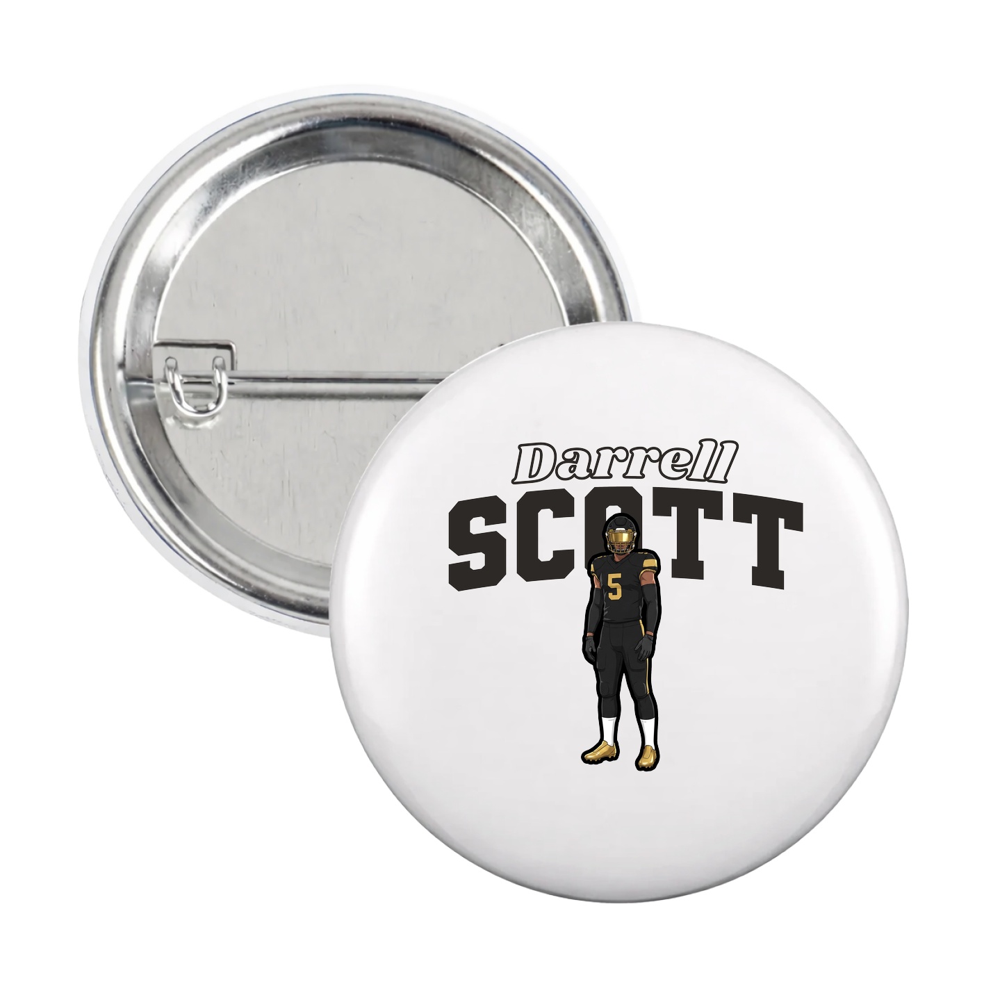 Game Day Button — Name Arch in White