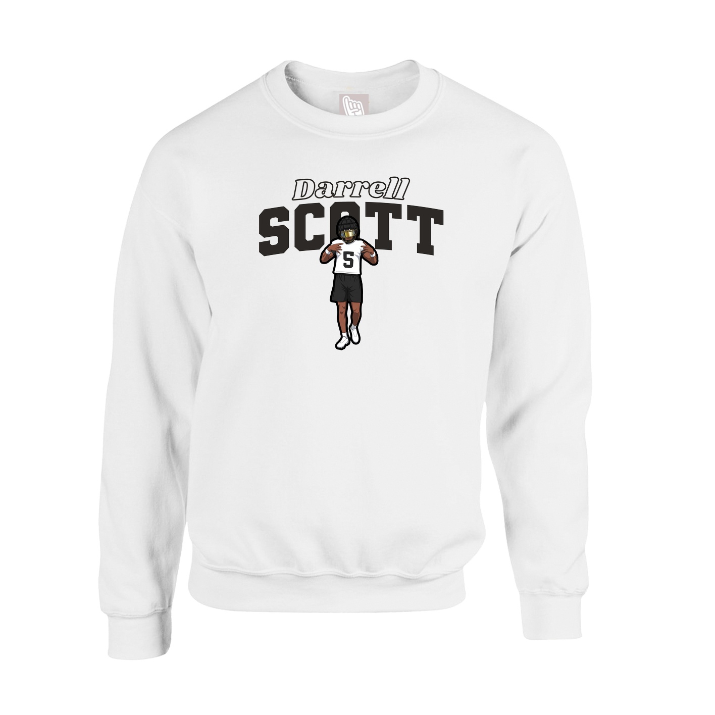 Fleece Crew — Name Arch in White