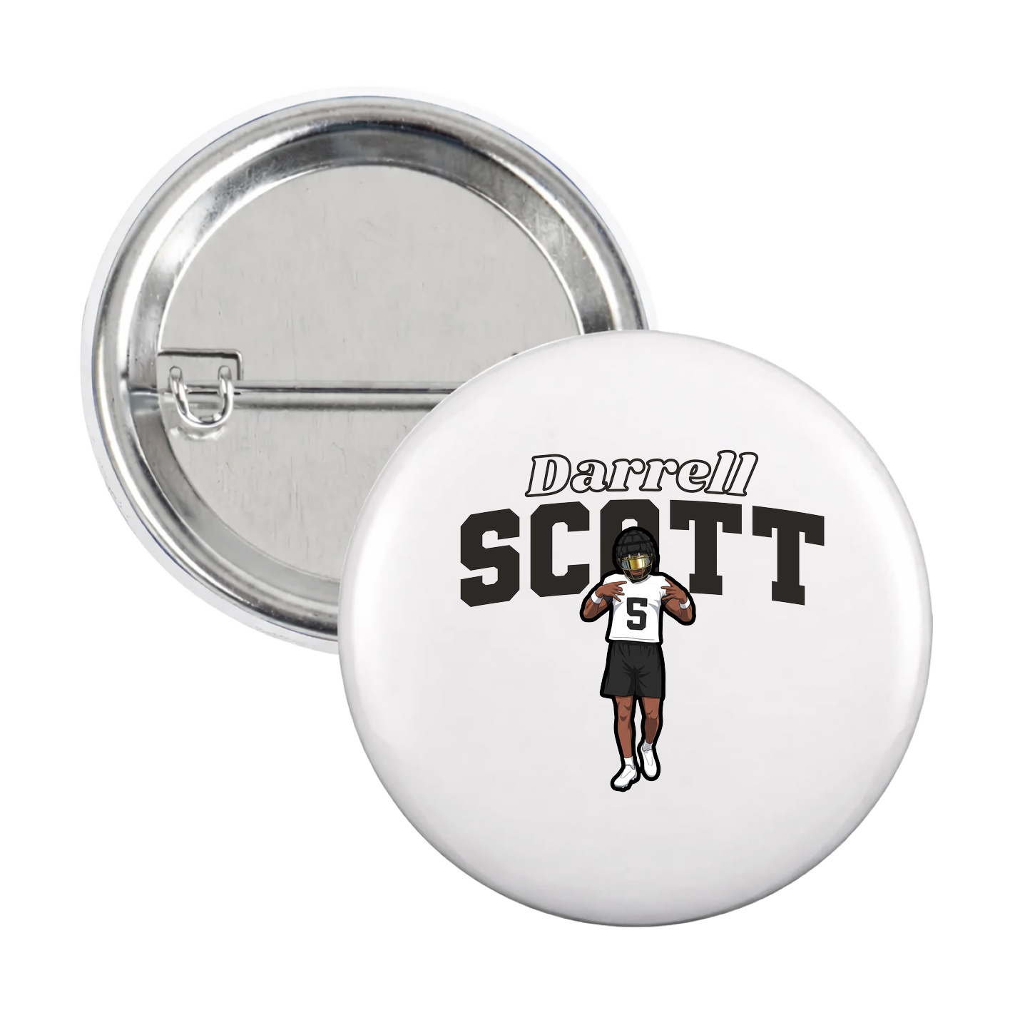 Game Day Button — Name Arch in White